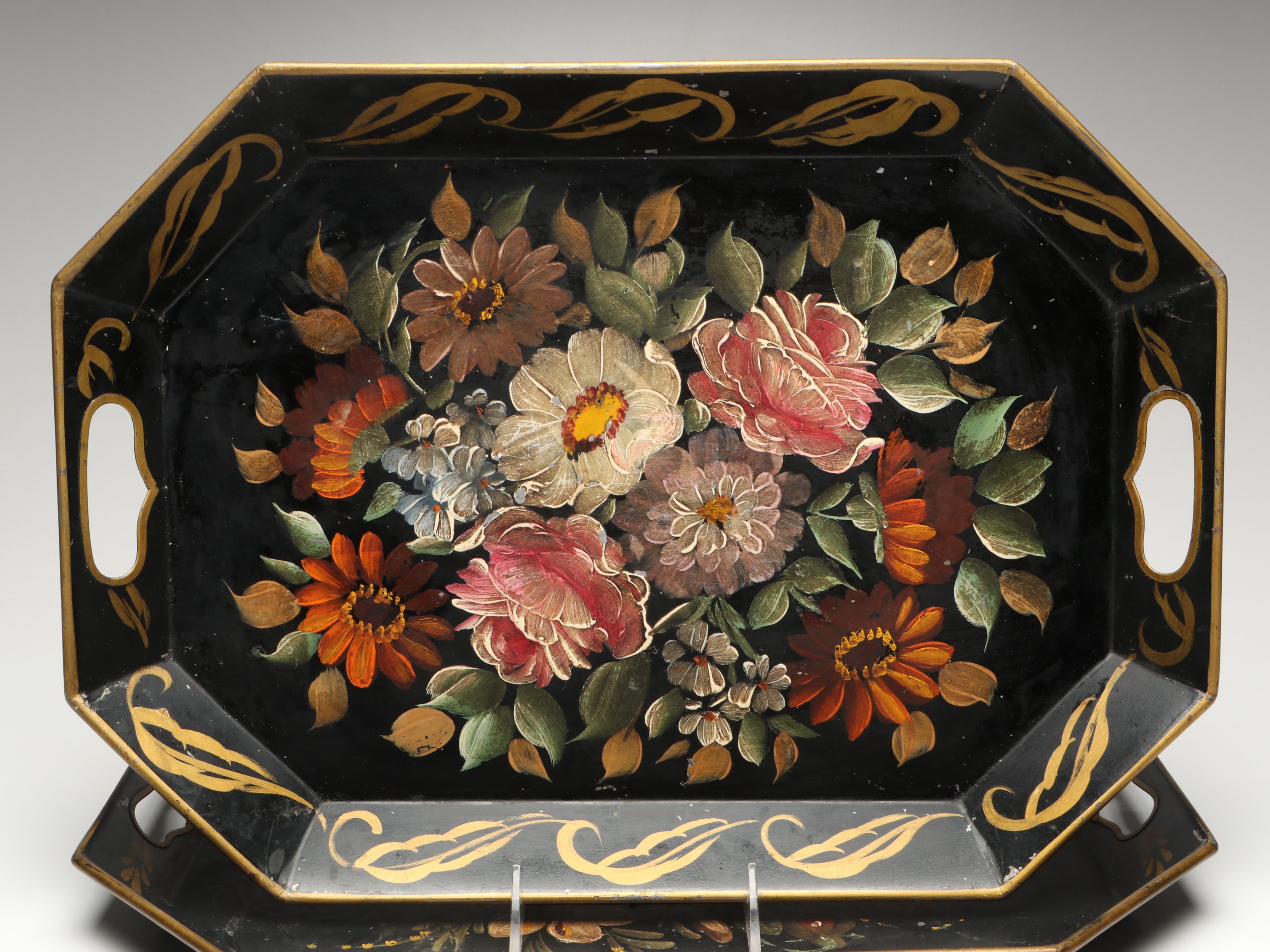 English Style Toleware Trays and Pitcher, Mid-20th Century