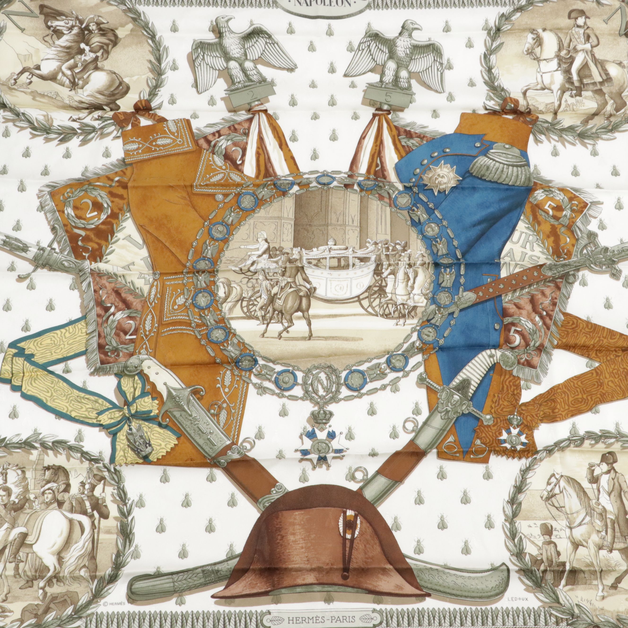 Hermès "Napoléon" Silk Jacquard Scarf 90
