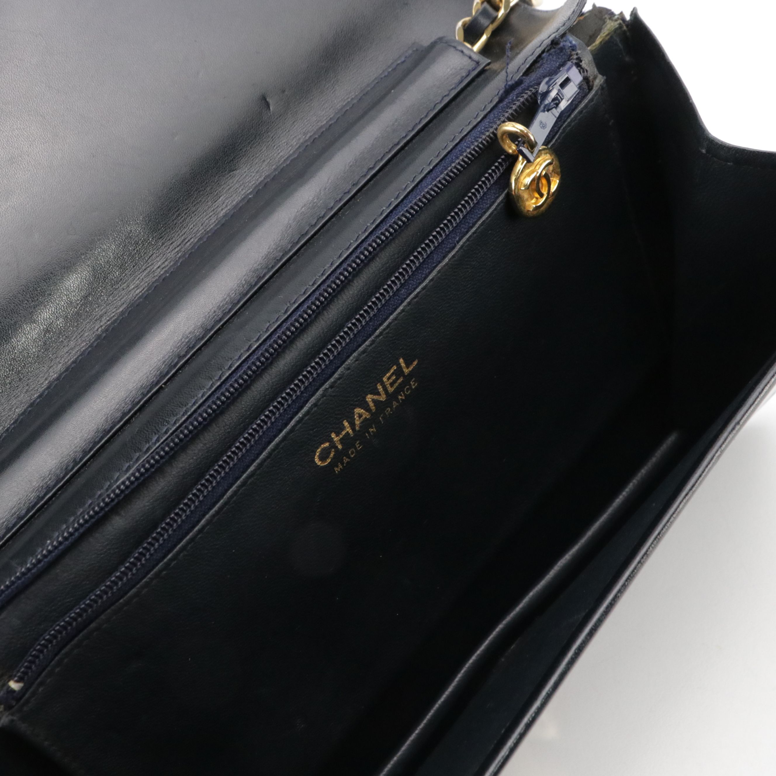 Chanel Navy Blue Single Flap Clutch Purse