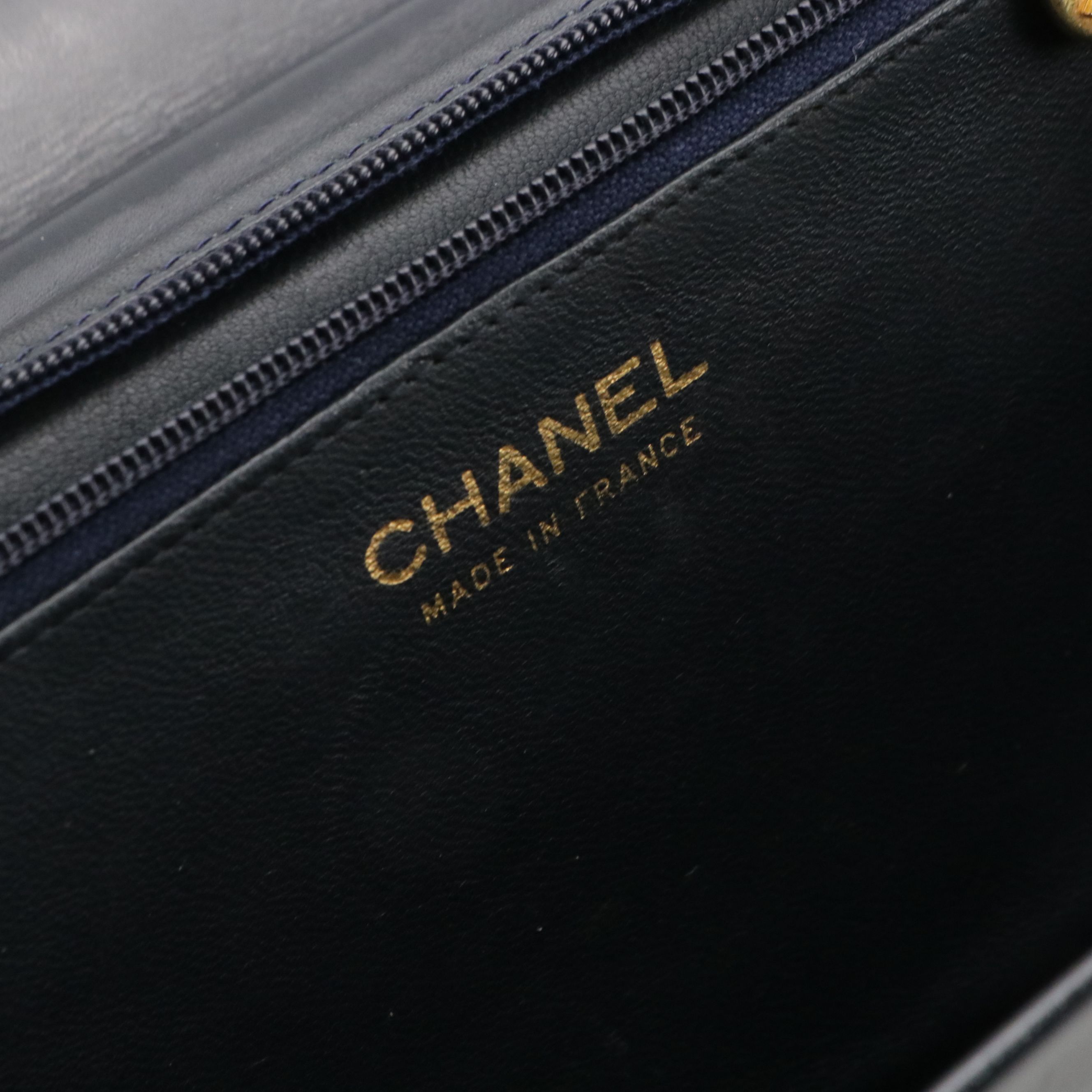 Chanel Navy Blue Single Flap Clutch Purse
