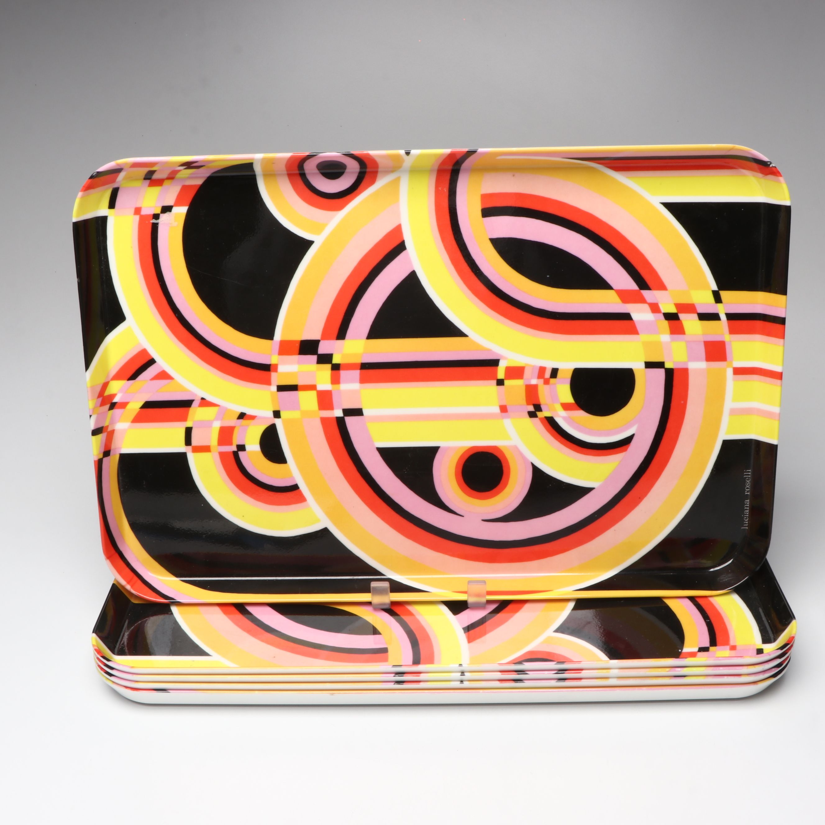 Luciana Roselli Retro Melamine Serving Trays with Acrylic Champagne Bucket