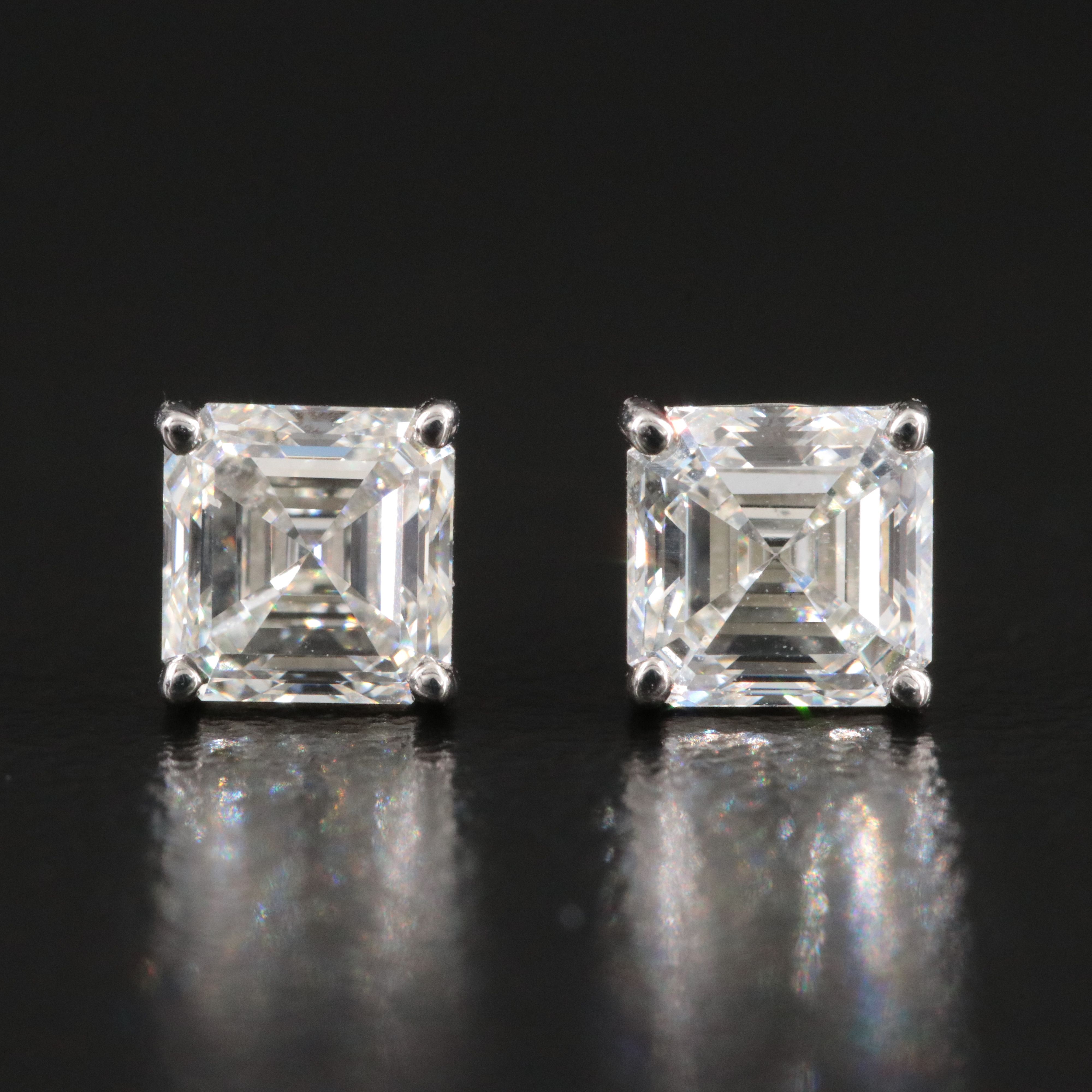 Platinum 1.42 CTW Diamond Stud Earrings with GIA Reports