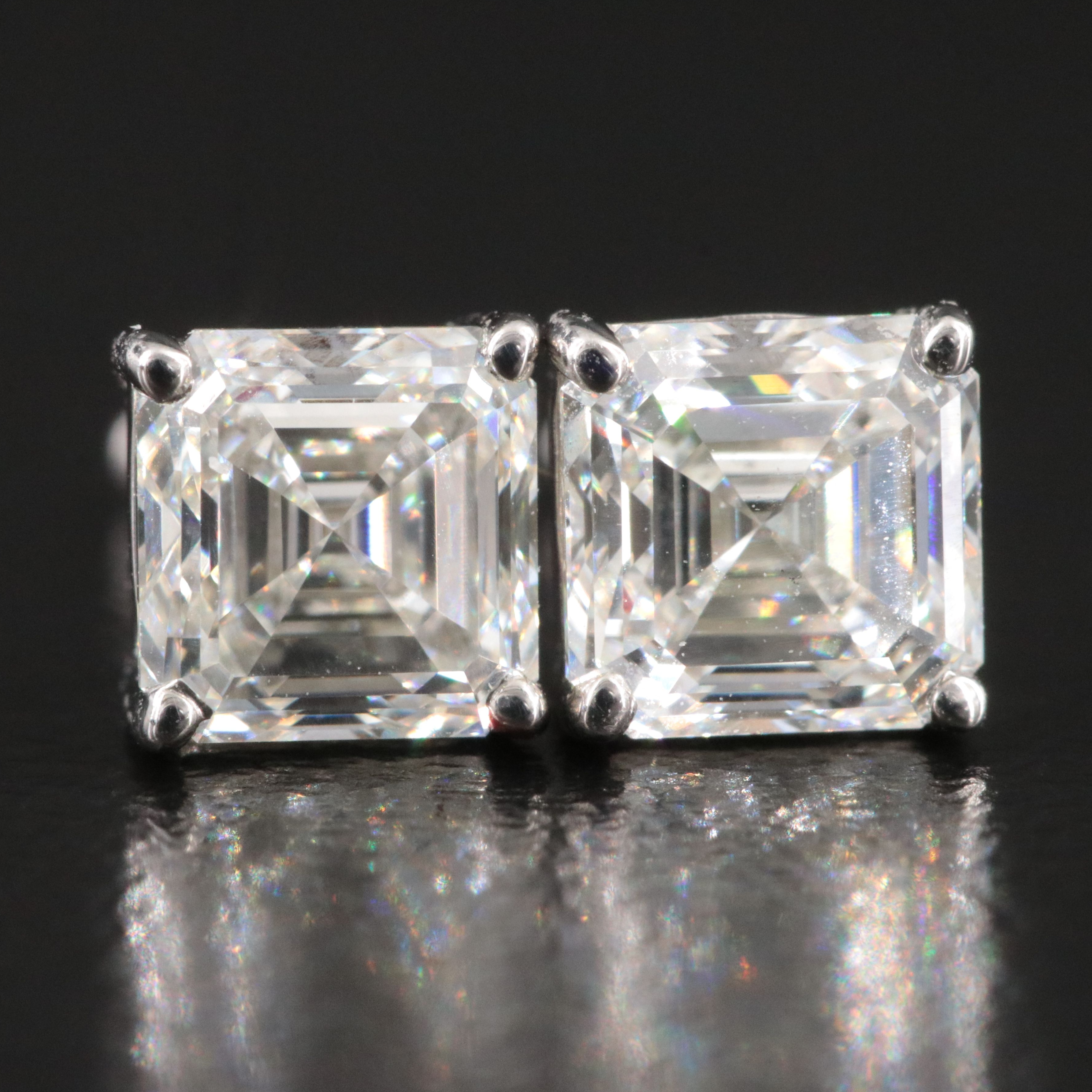 Platinum 1.42 CTW Diamond Stud Earrings with GIA Reports