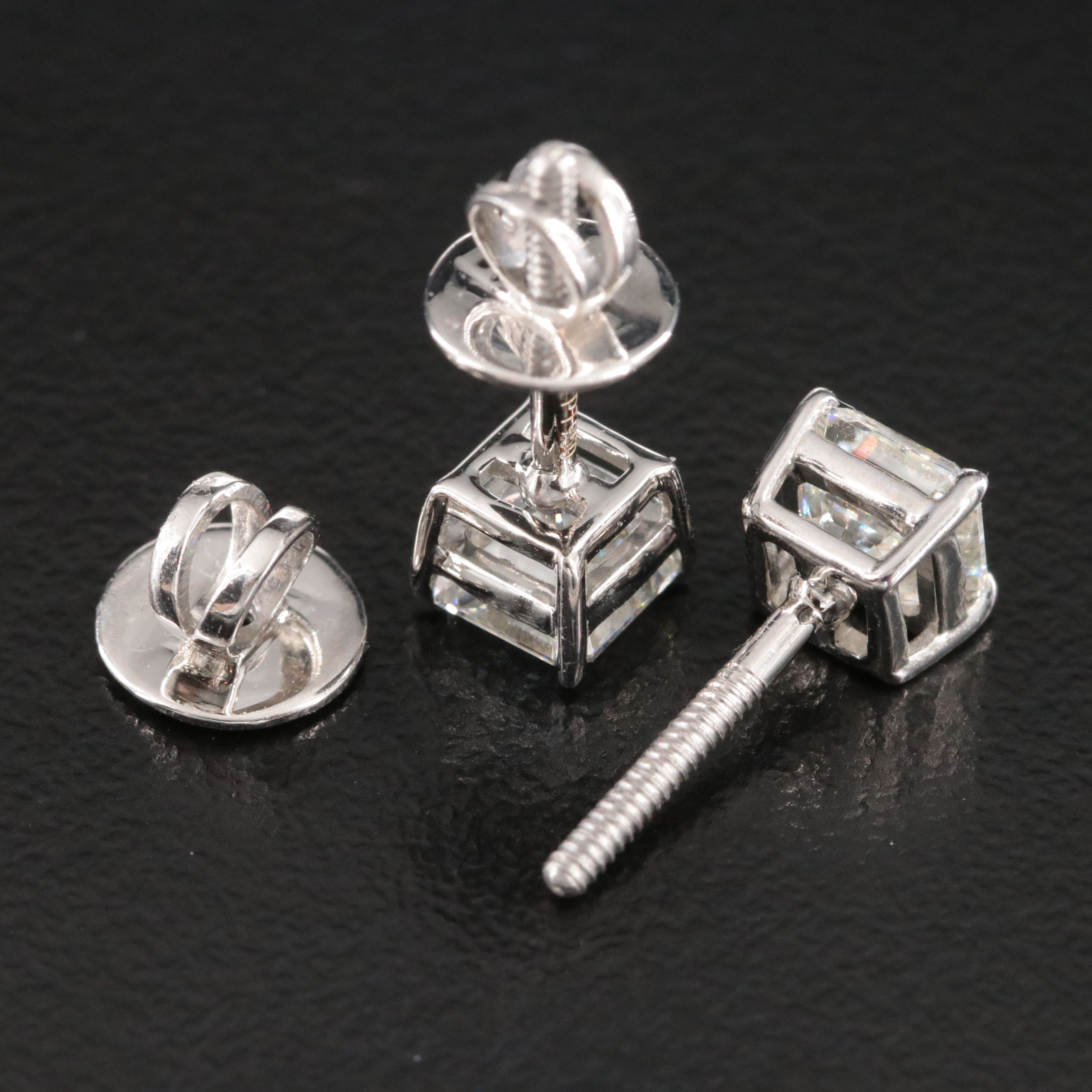 Platinum 1.42 CTW Diamond Stud Earrings with GIA Reports