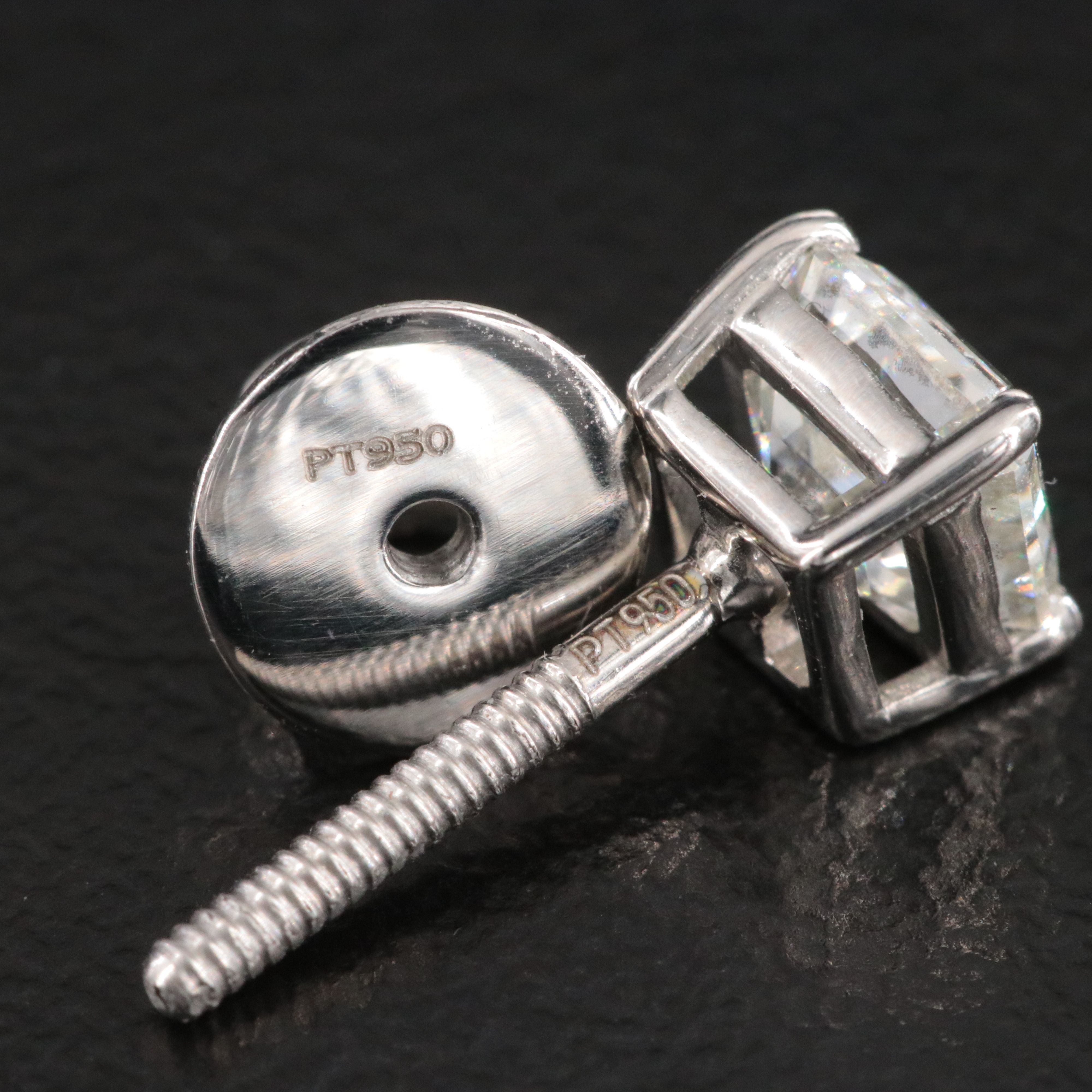 Platinum 1.42 CTW Diamond Stud Earrings with GIA Reports