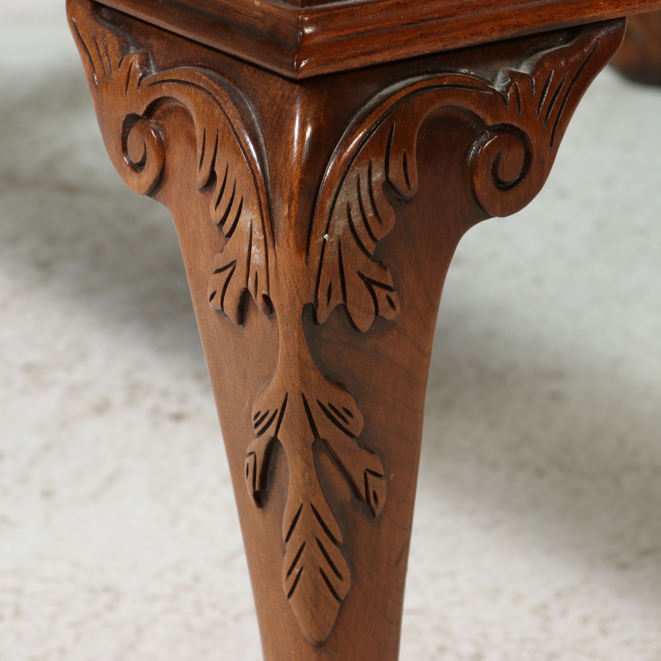 Chippendale Style Carved Mahogany Coffee Table with Glass Top