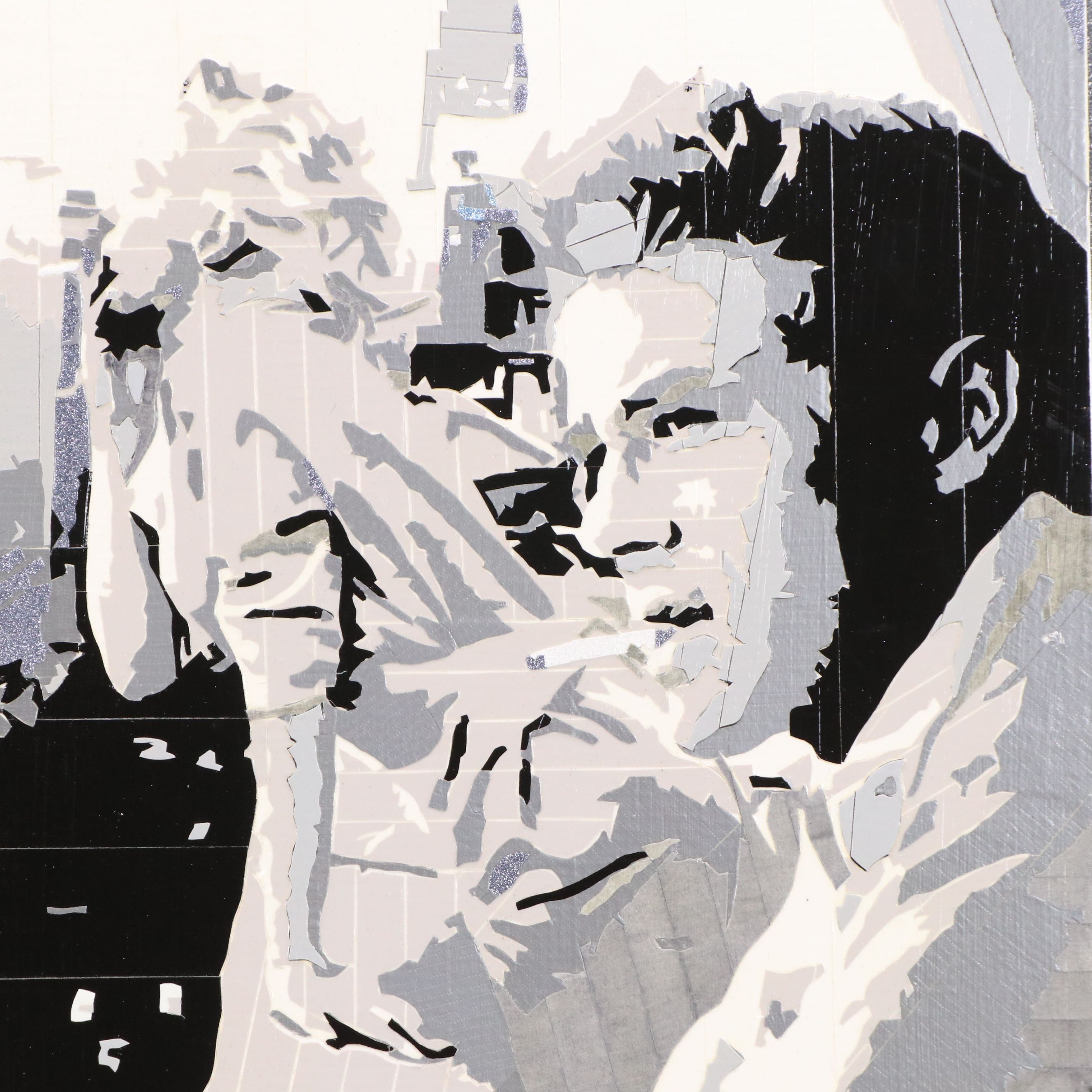 Cutout Duct Tape Collage of Smoking Couple