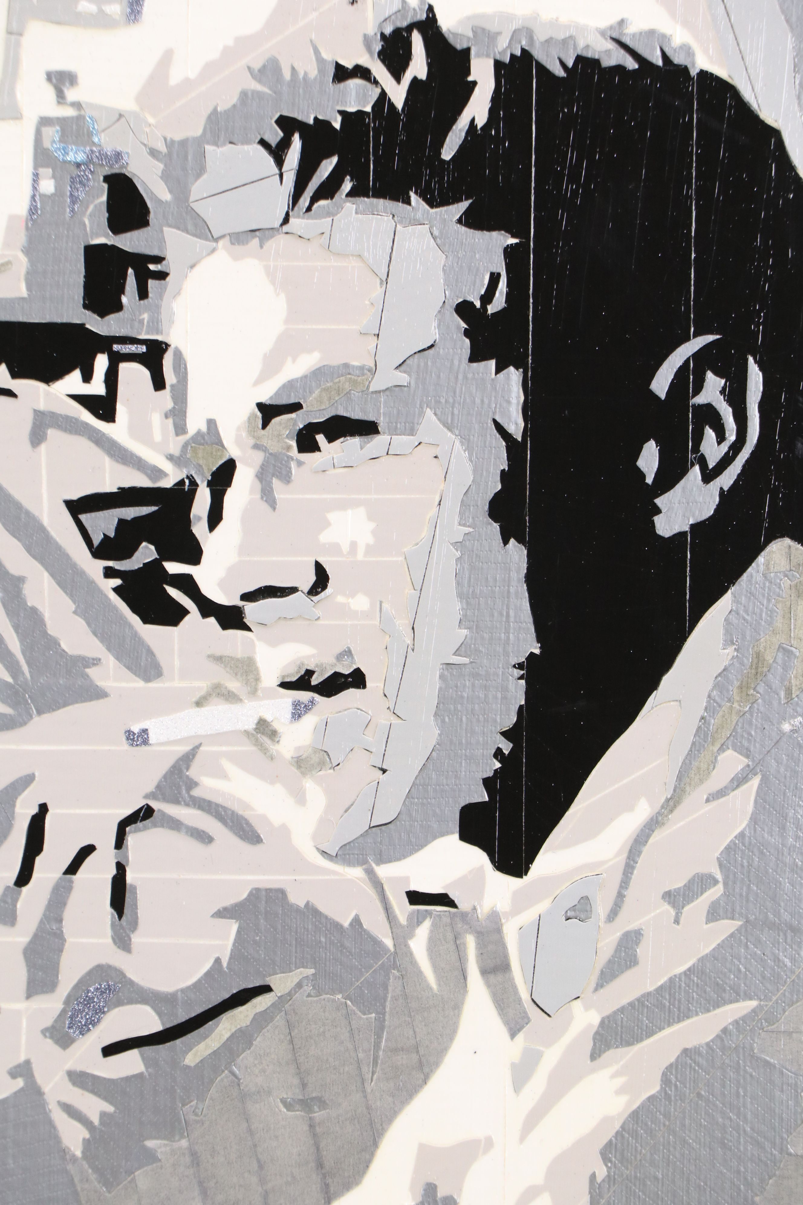 Cutout Duct Tape Collage of Smoking Couple