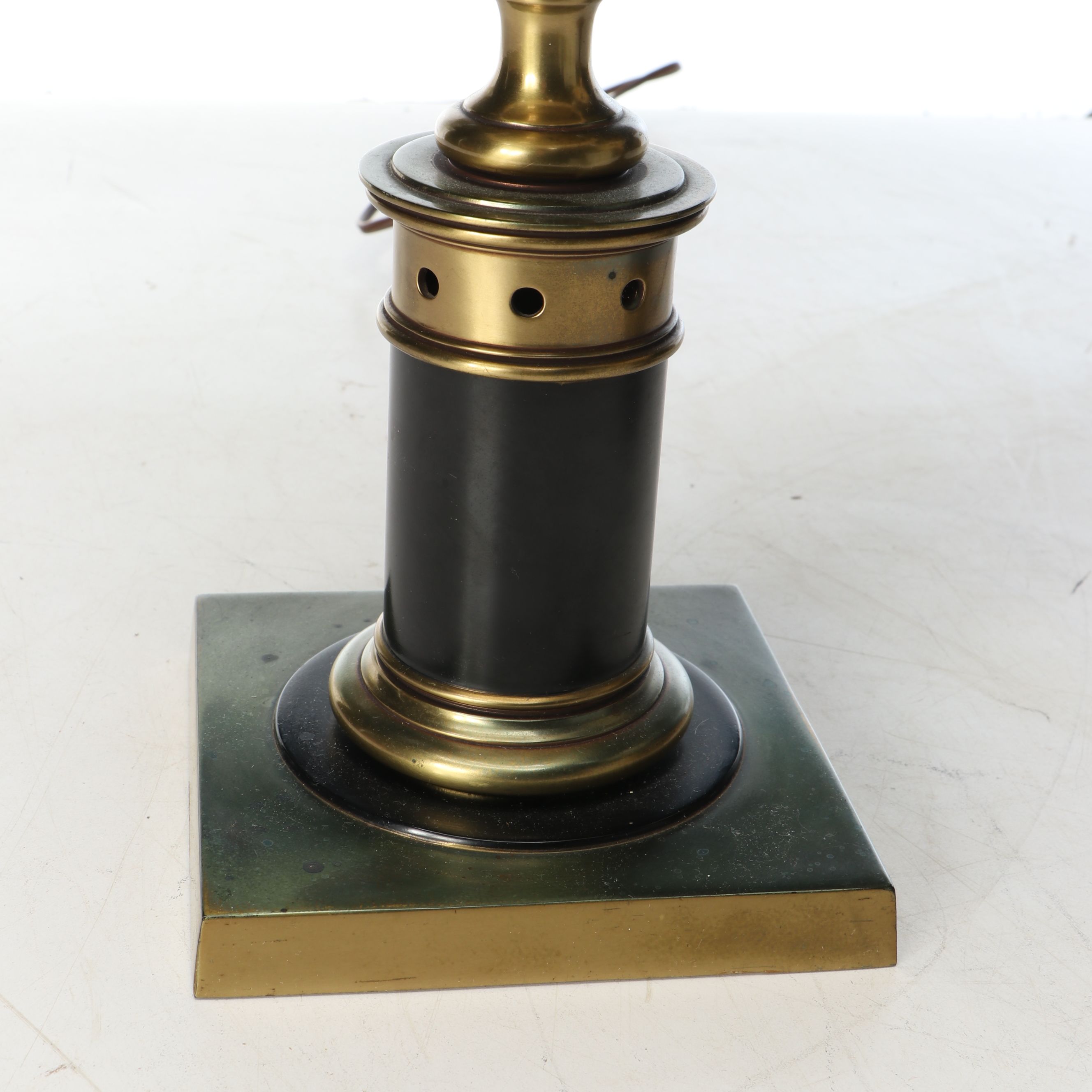 Federal Style Eagle and Other Brass Finish Candlestick Table Lamps