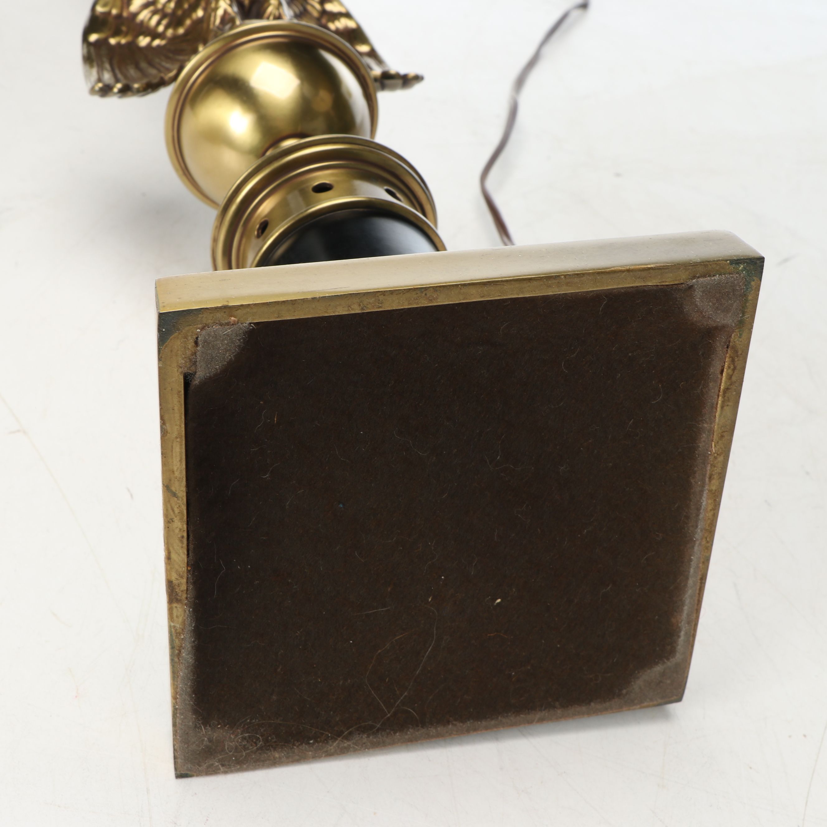 Federal Style Eagle and Other Brass Finish Candlestick Table Lamps