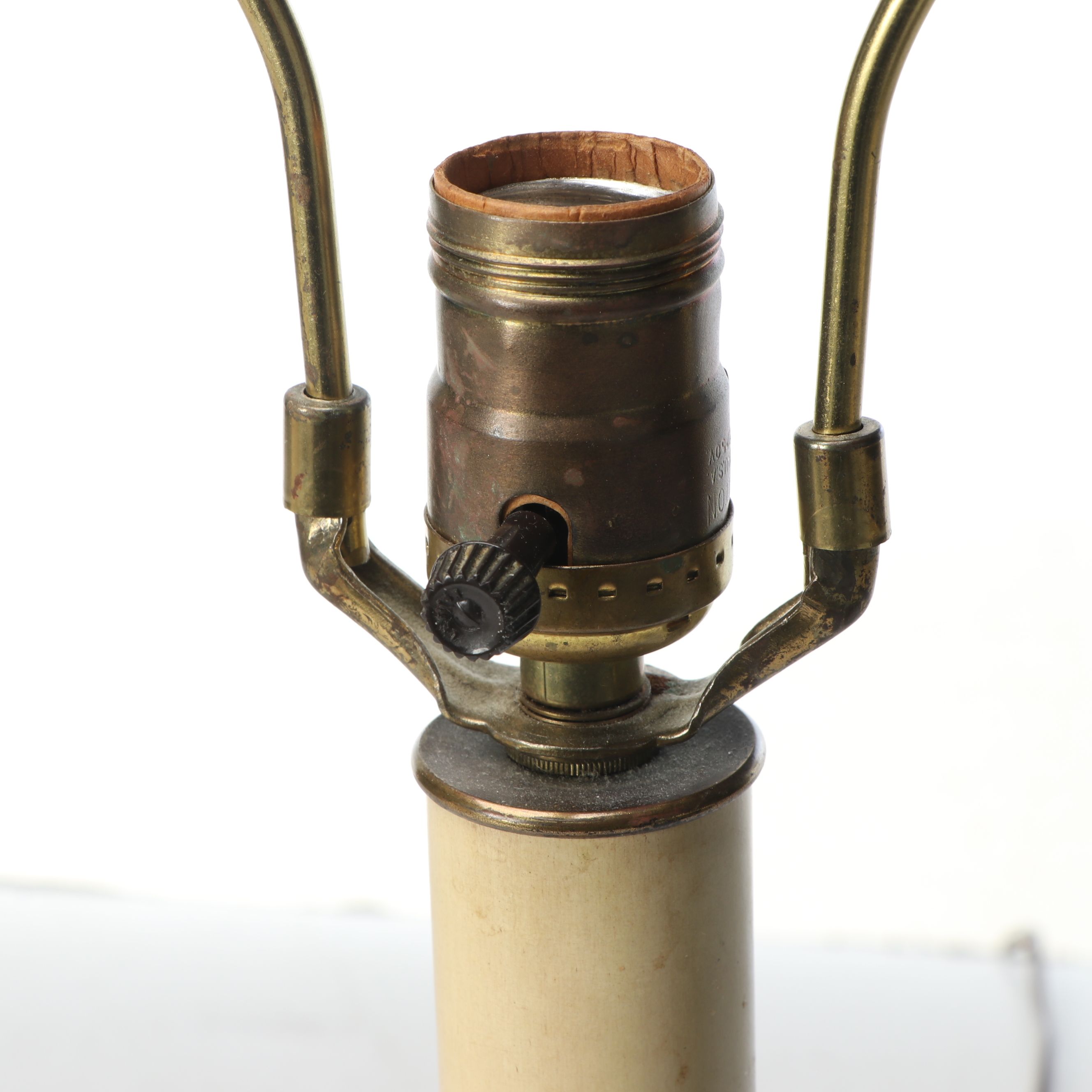 Federal Style Eagle and Other Brass Finish Candlestick Table Lamps