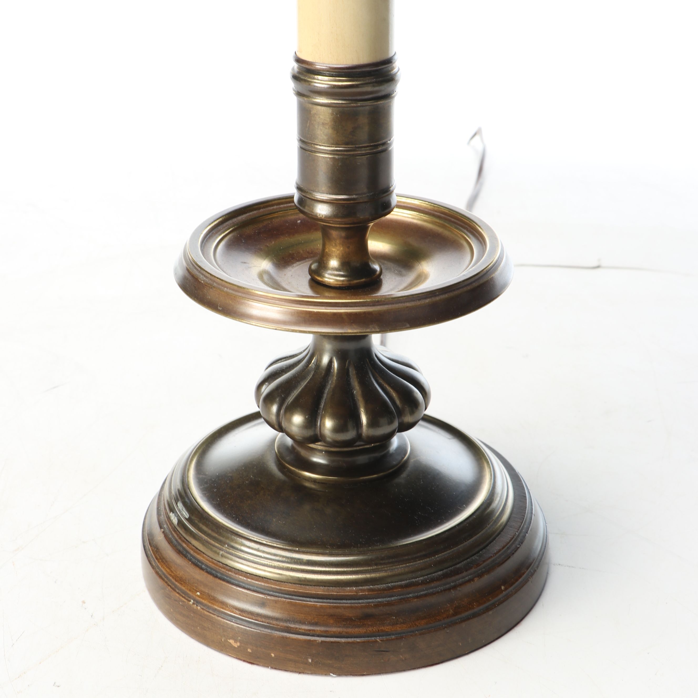 Federal Style Eagle and Other Brass Finish Candlestick Table Lamps