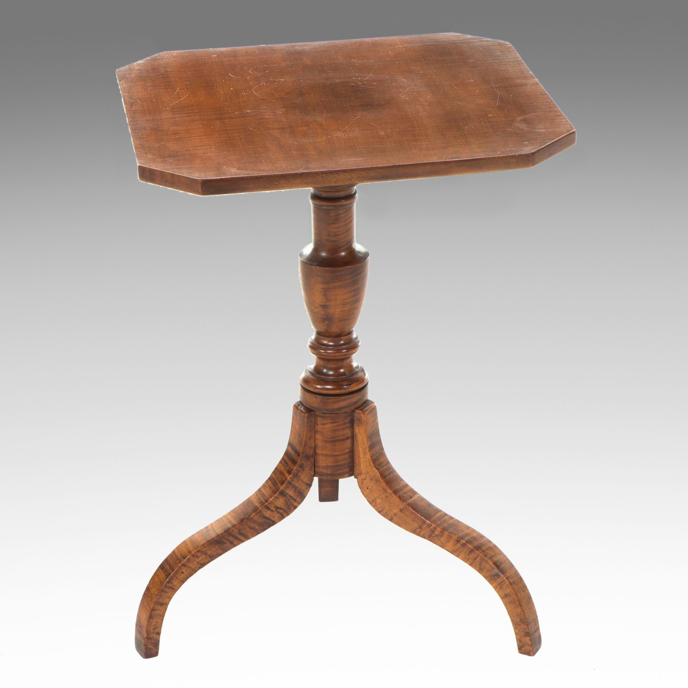 Federal Style Tiger Maple Candlestand, 20th Century