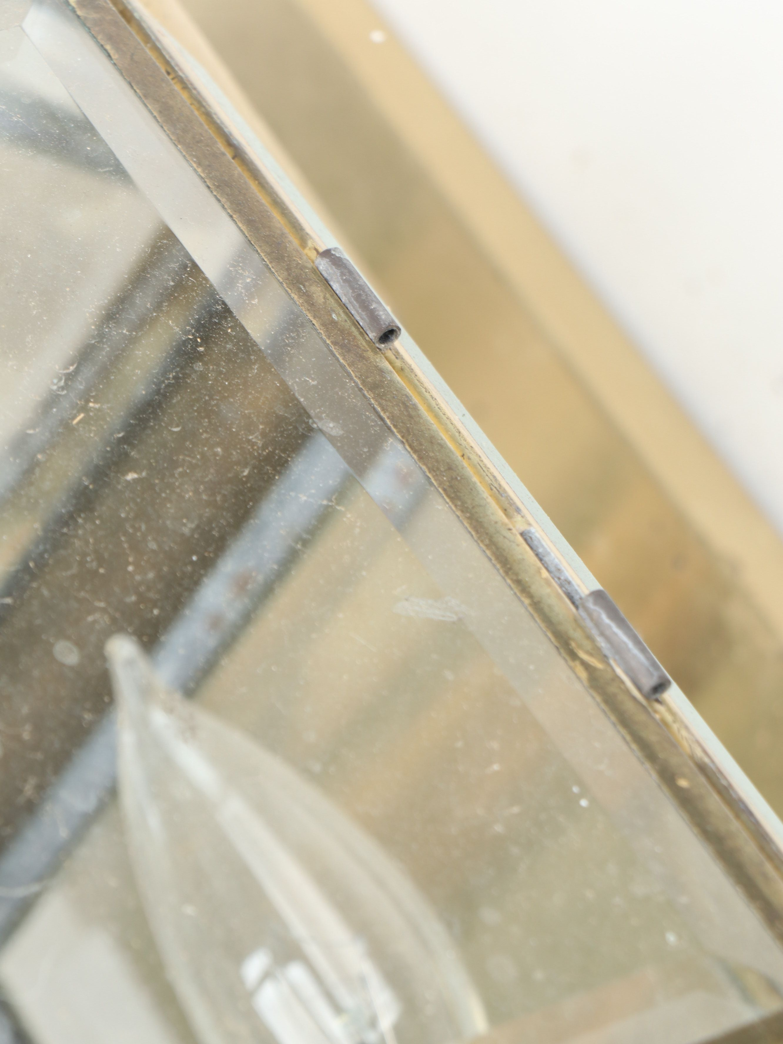 Beveled Glass and Brass Outdoor Lantern Wall Lights