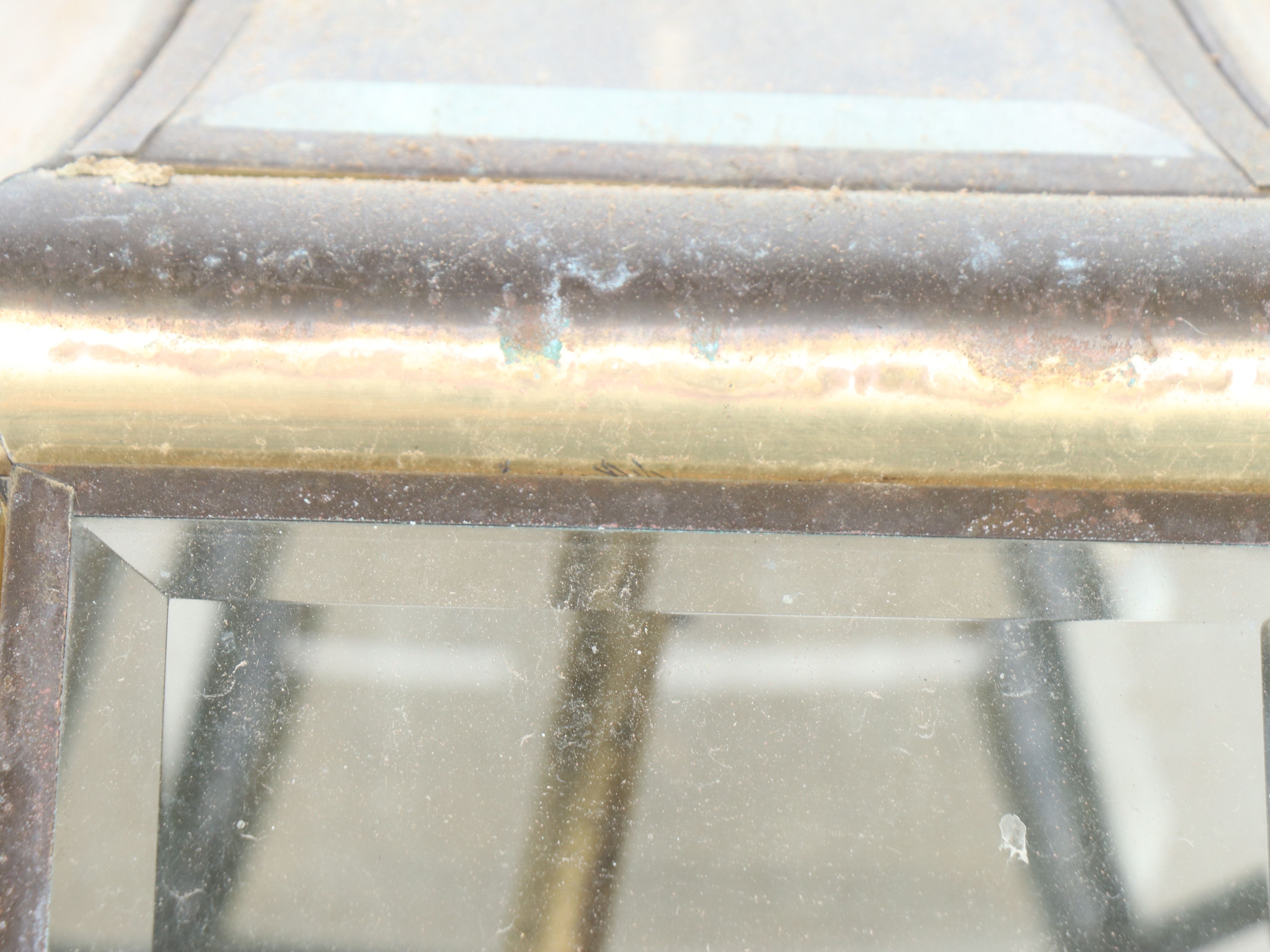 Beveled Glass and Brass Outdoor Lantern Wall Lights