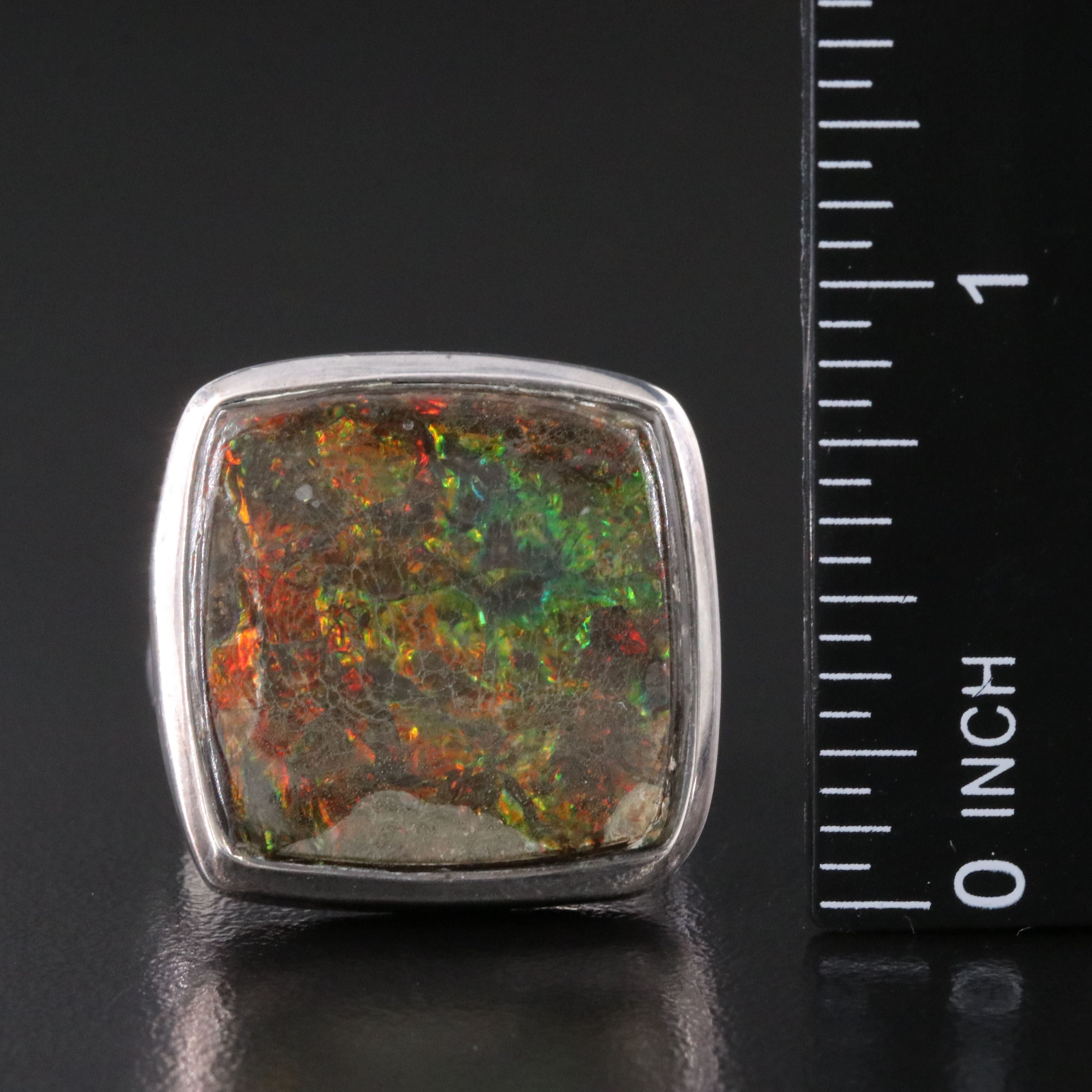Sterling Ammolite Triplet Ring