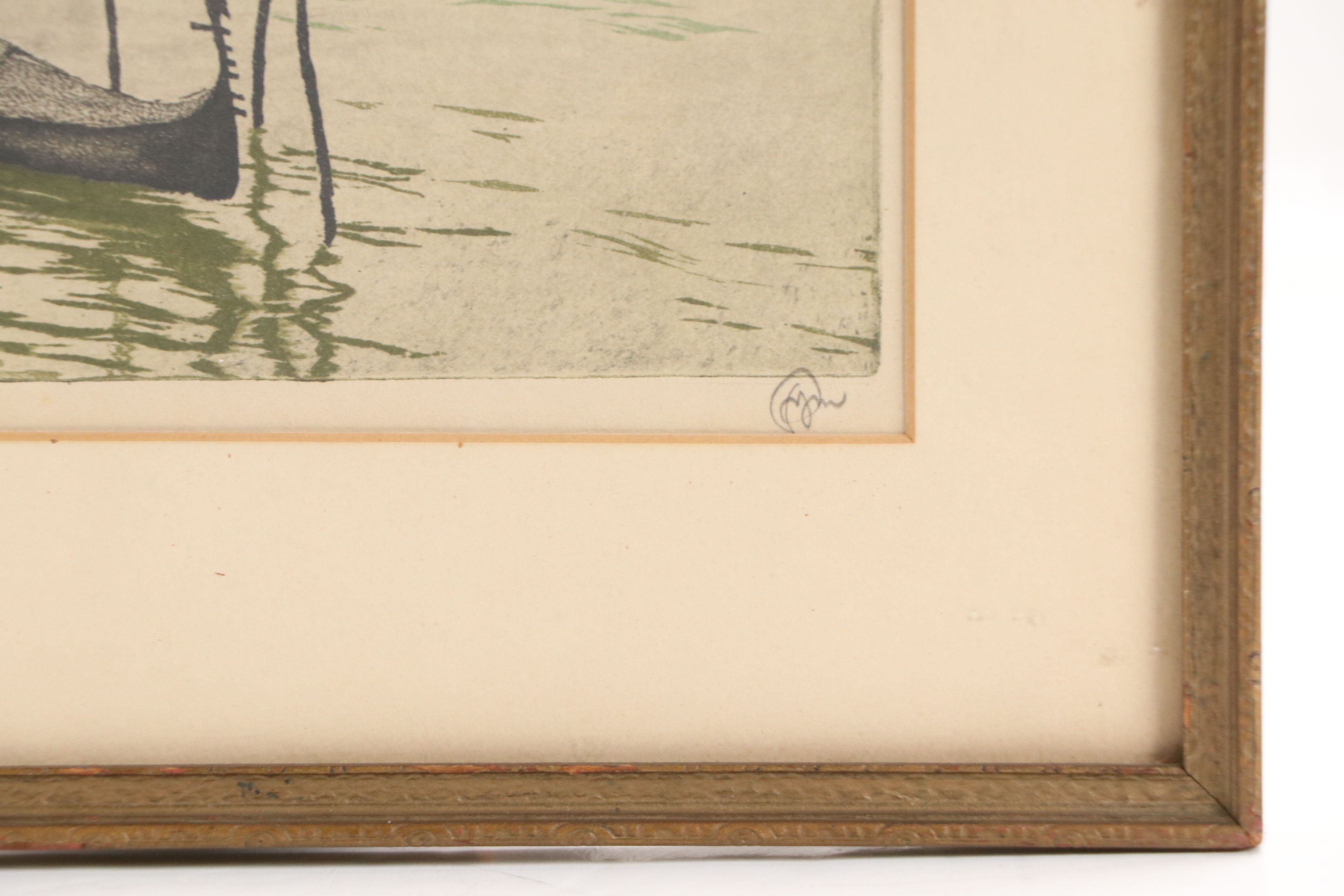 Hans Figura Aquatint Etching of Venice Canal, Circa 1930