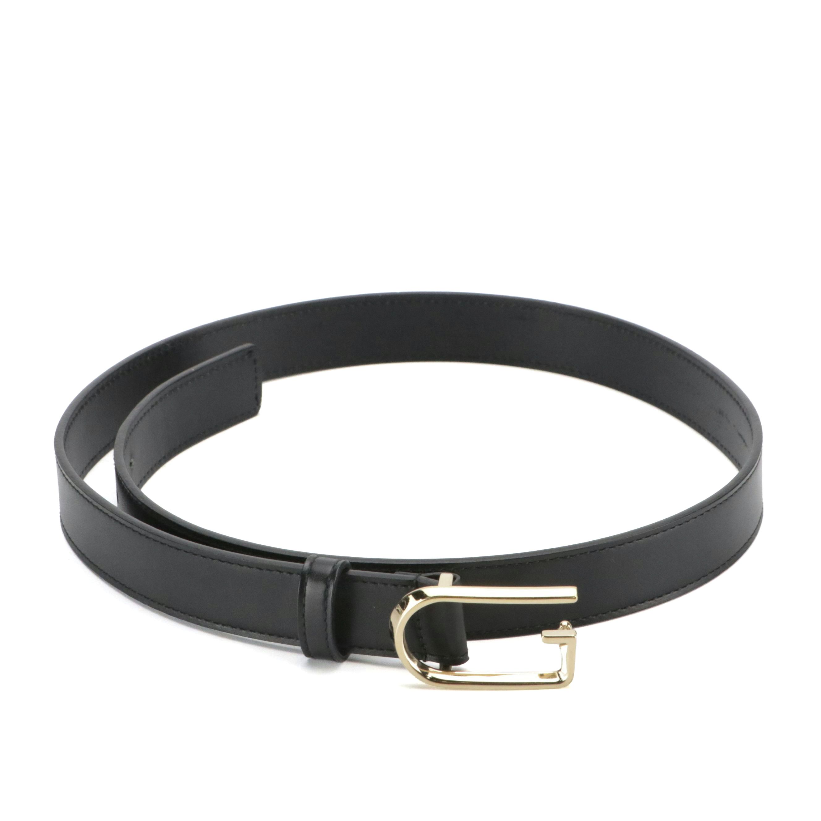 Gucci Black Leather Belt with G Buckle