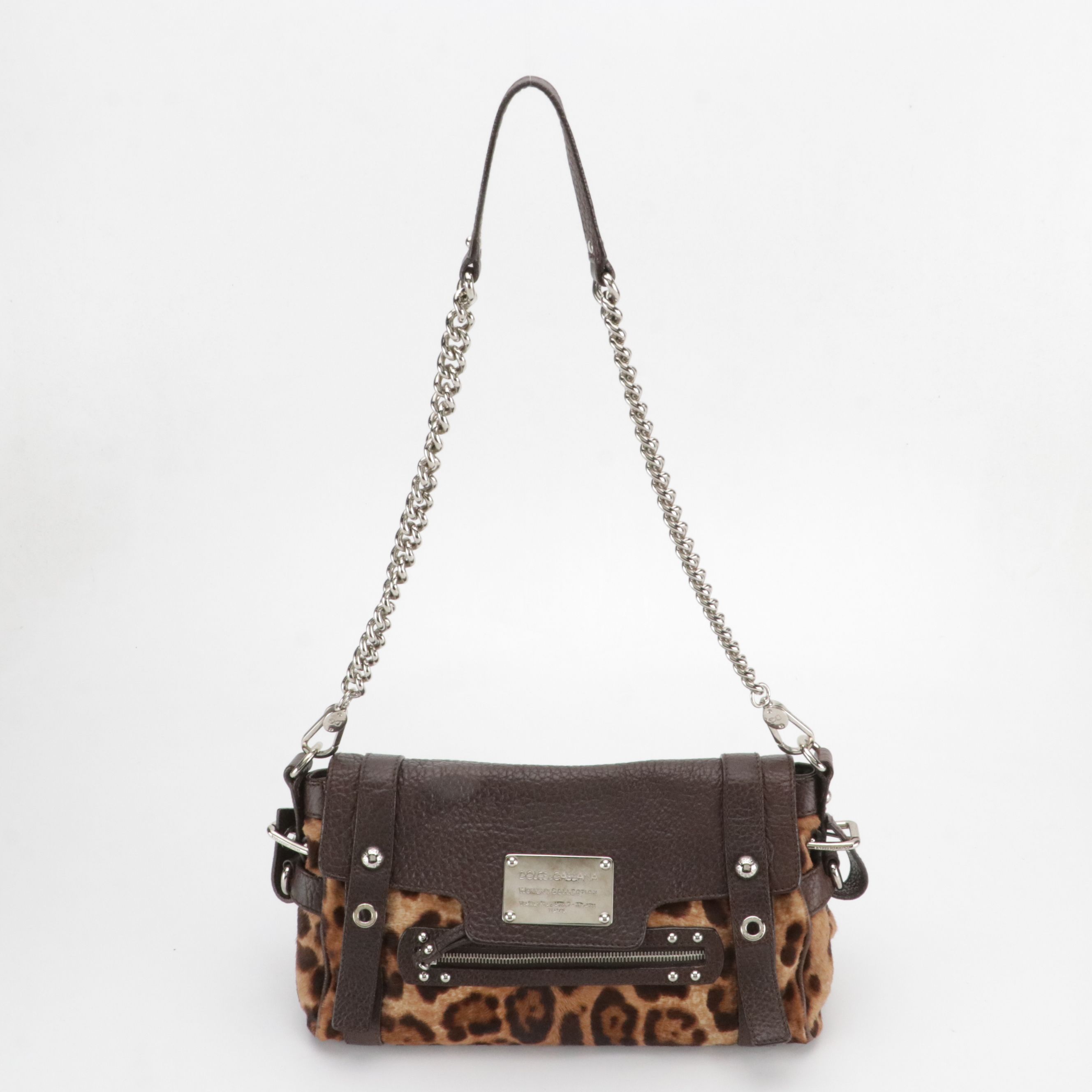 Dolce & Gabbana Miss Easy Way Leopard Dyed Calf Hair and Leather Shoulder Bag