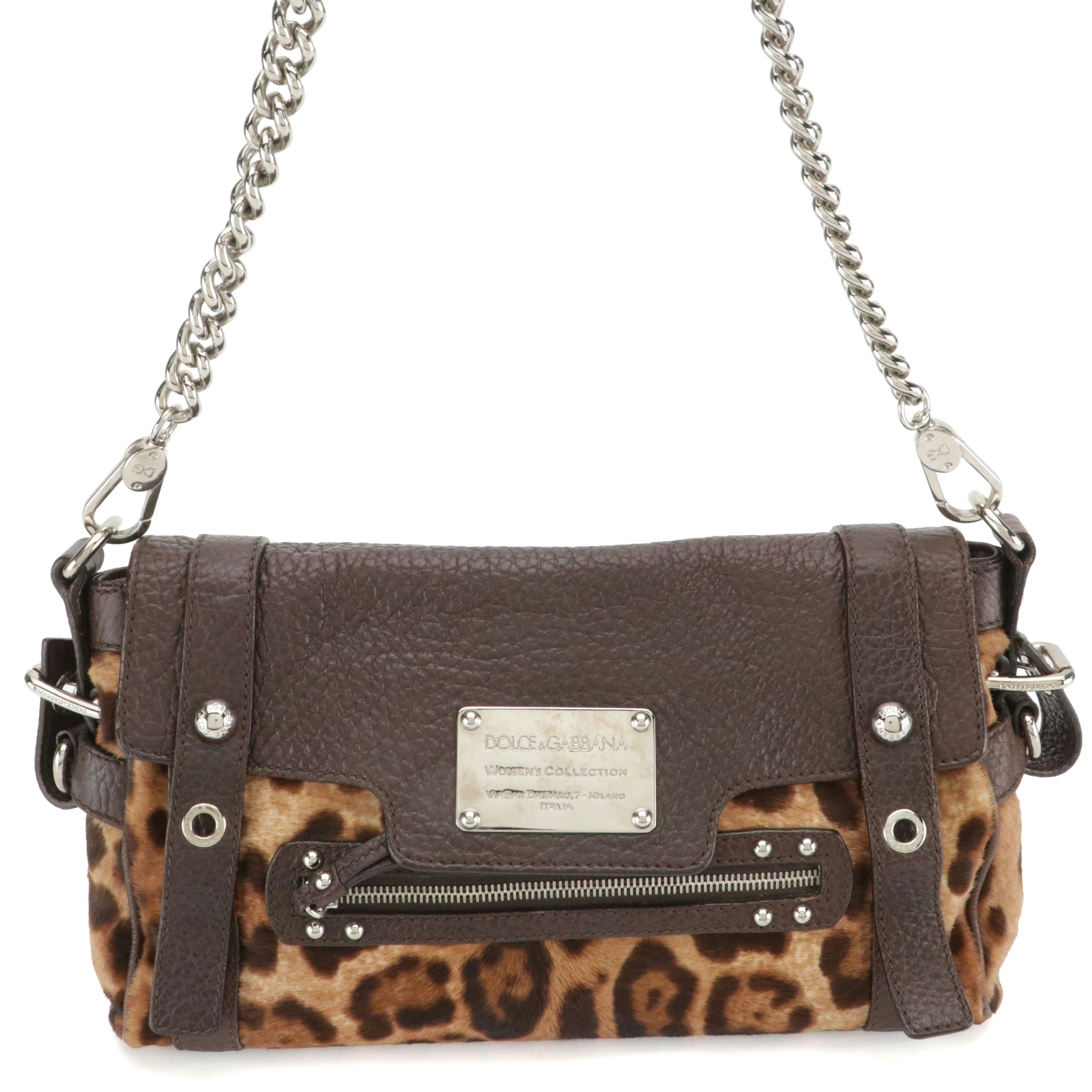 Dolce & Gabbana Miss Easy Way Leopard Dyed Calf Hair and Leather Shoulder Bag