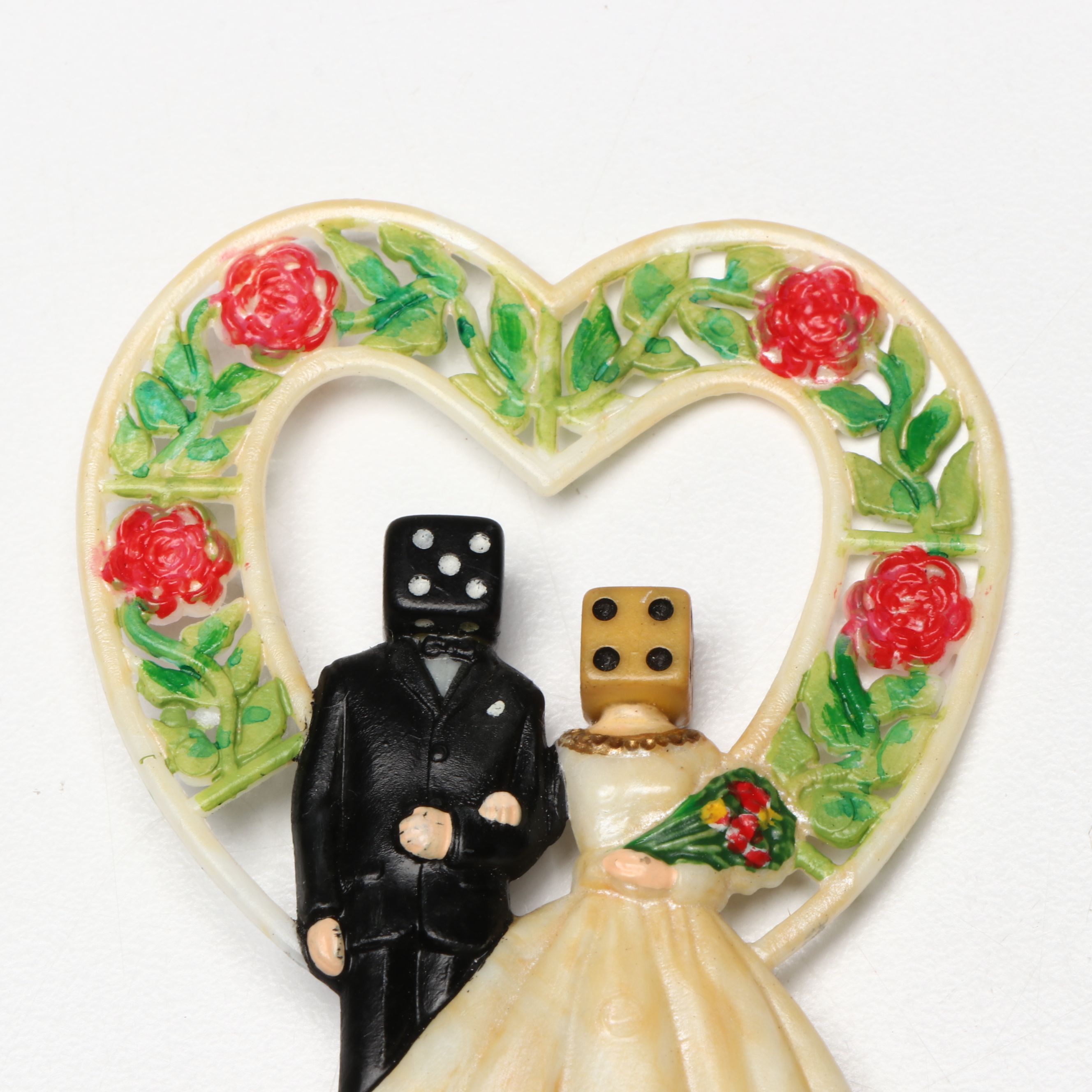 Signed Bruce Houston Plastic Cake Topper Brooch Pin, 1988