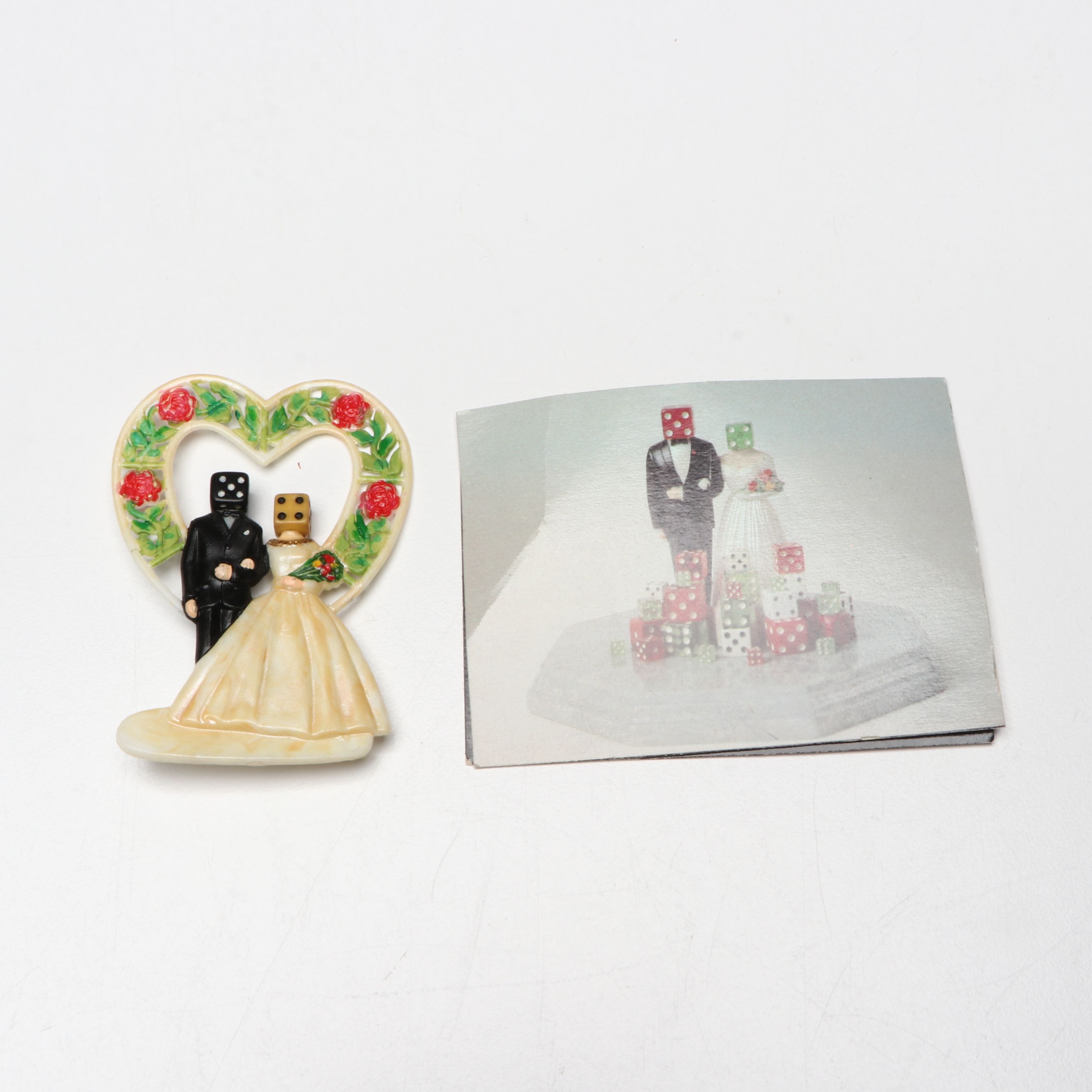 Signed Bruce Houston Plastic Cake Topper Brooch Pin, 1988