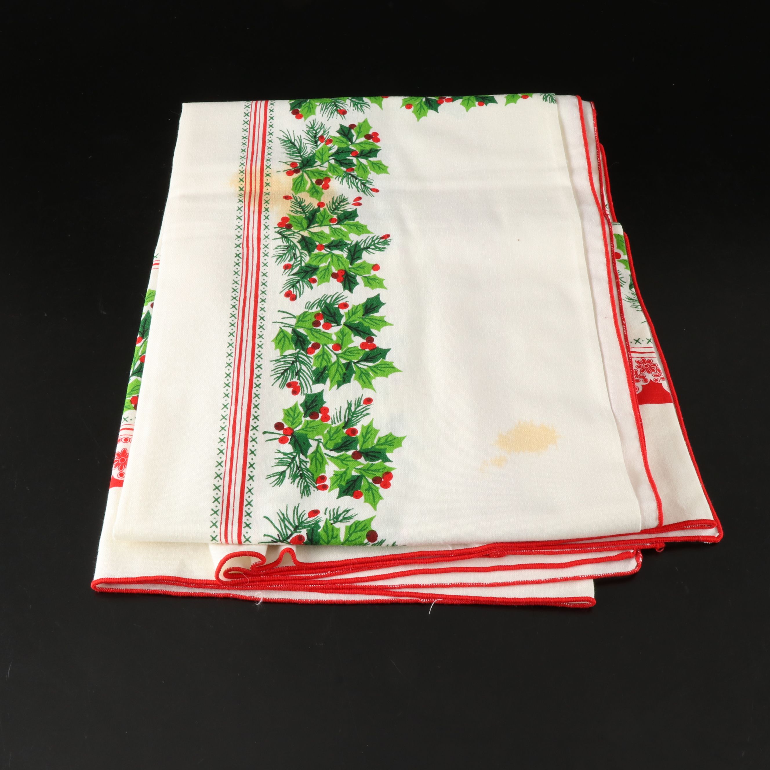 Candy Cane Apron with Holly Berry and Other Christmas Tablecloths