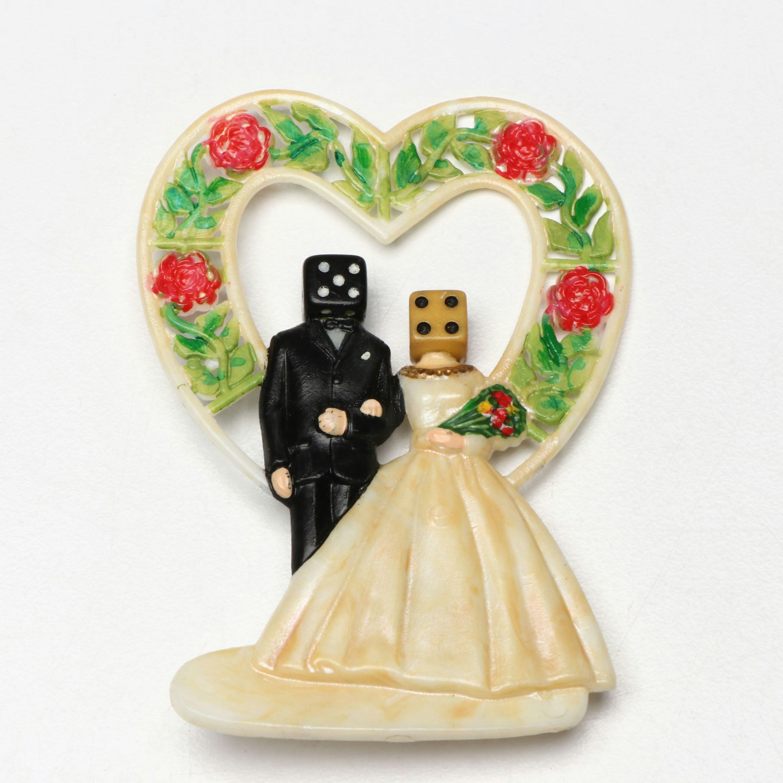 Signed Bruce Houston Plastic Cake Topper Brooch Pin, 1988