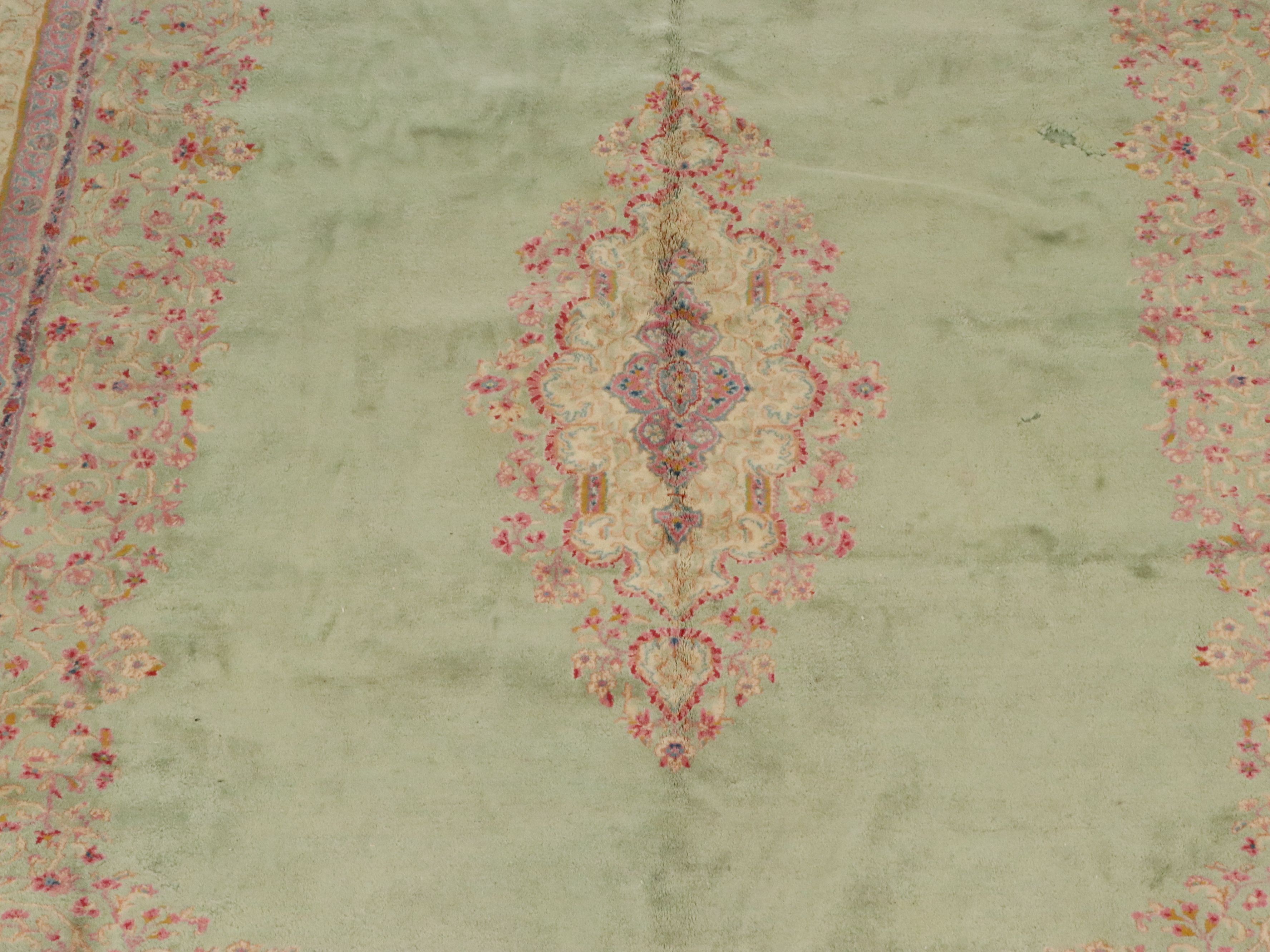 9'9 x 14' Hand-Knotted Persian Kerman Room-Sized Rug