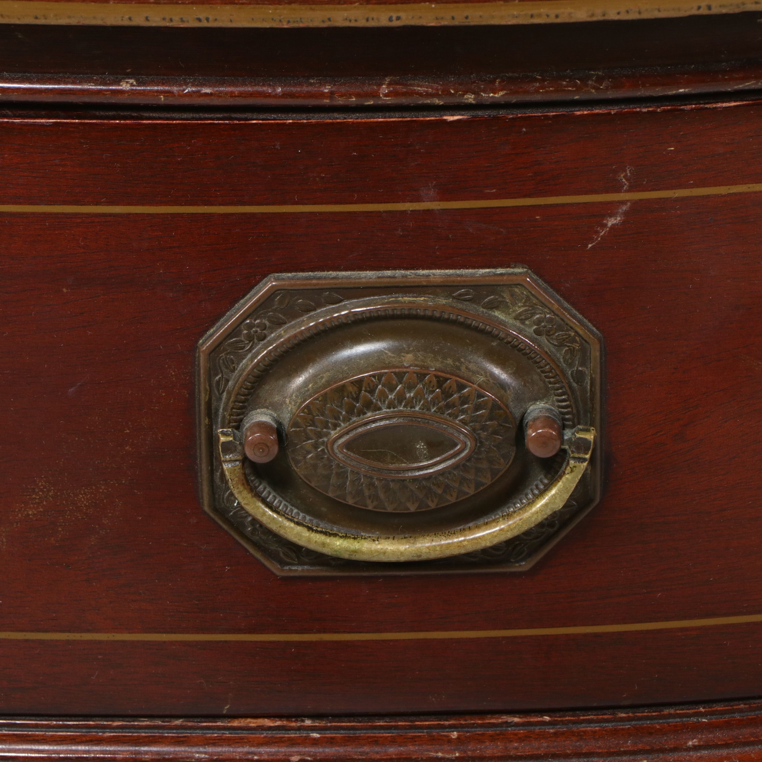 Hepplewhite Style Inlaid Mahogany Kidney-Shaped Desk, Mid-20th Century