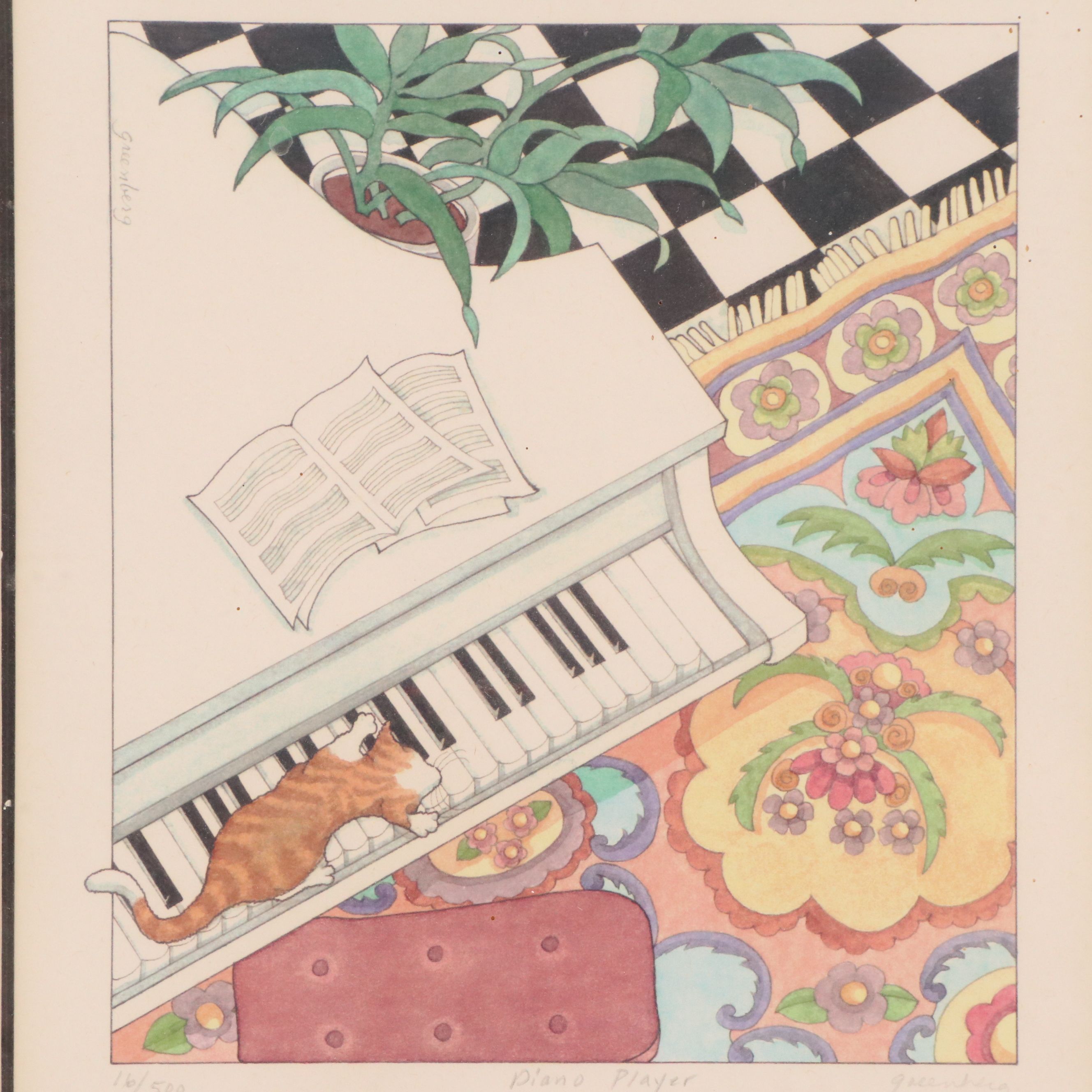 Frances Greenberg Prints "Reclining Reader" and "Piano Player"