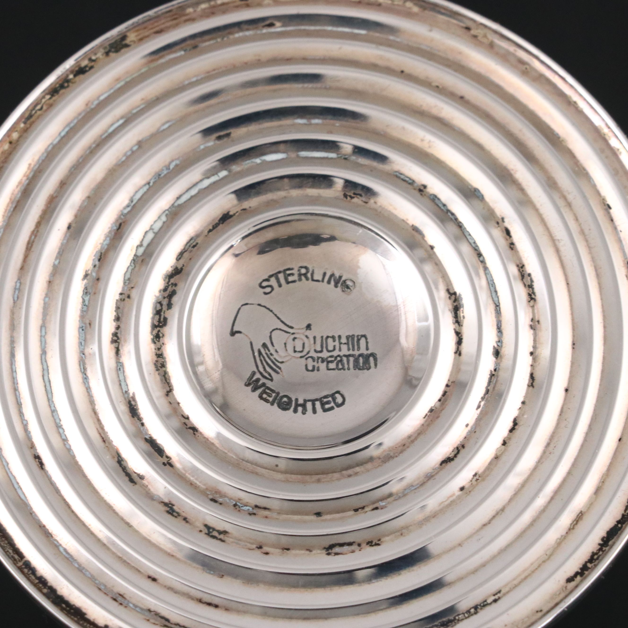 Vintage Duchin Creation Sterling Silver and Etched Glass Hurricanes, Mid-20th C.