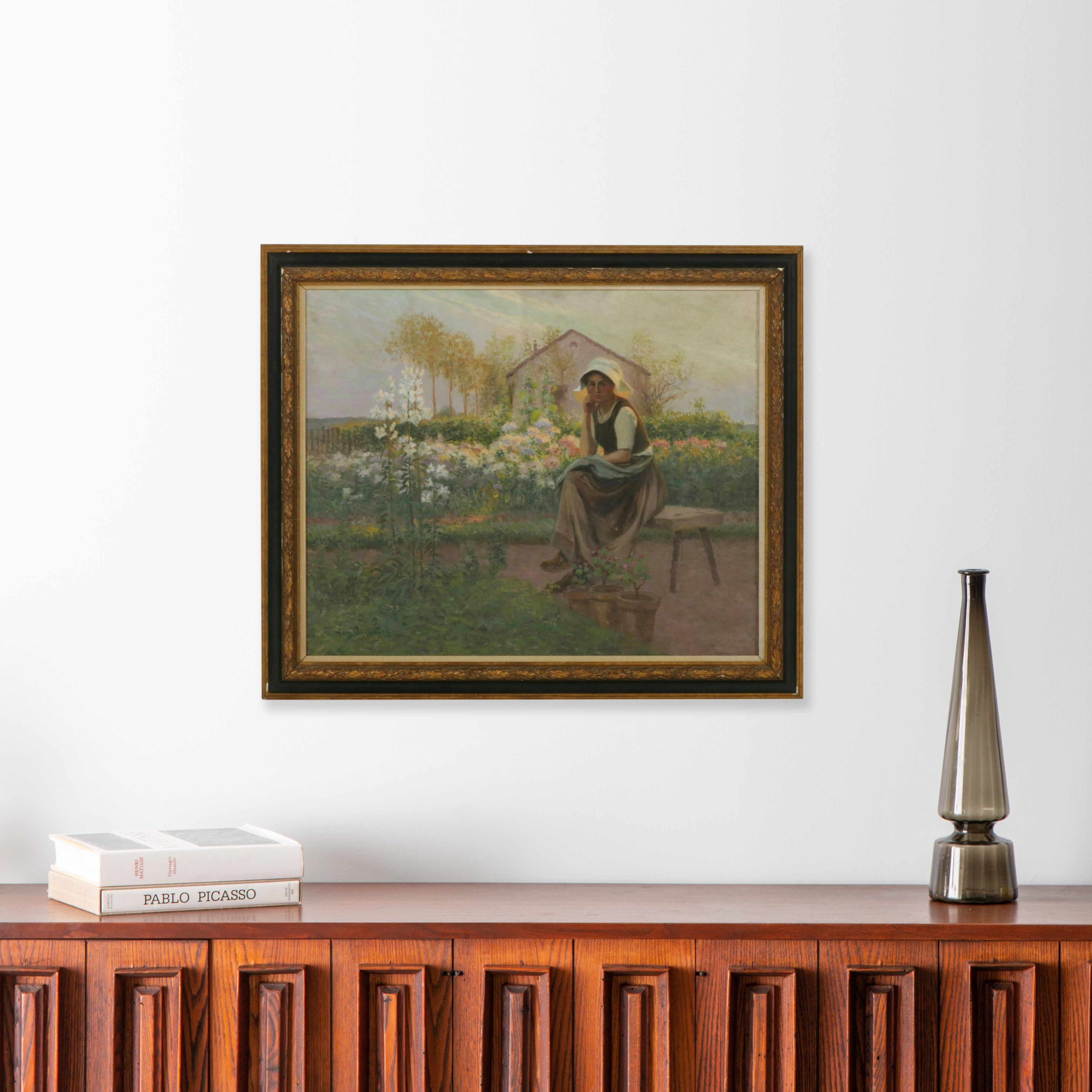 Jean Beauduin Portrait Oil Painting "Woman Seated in Garden"