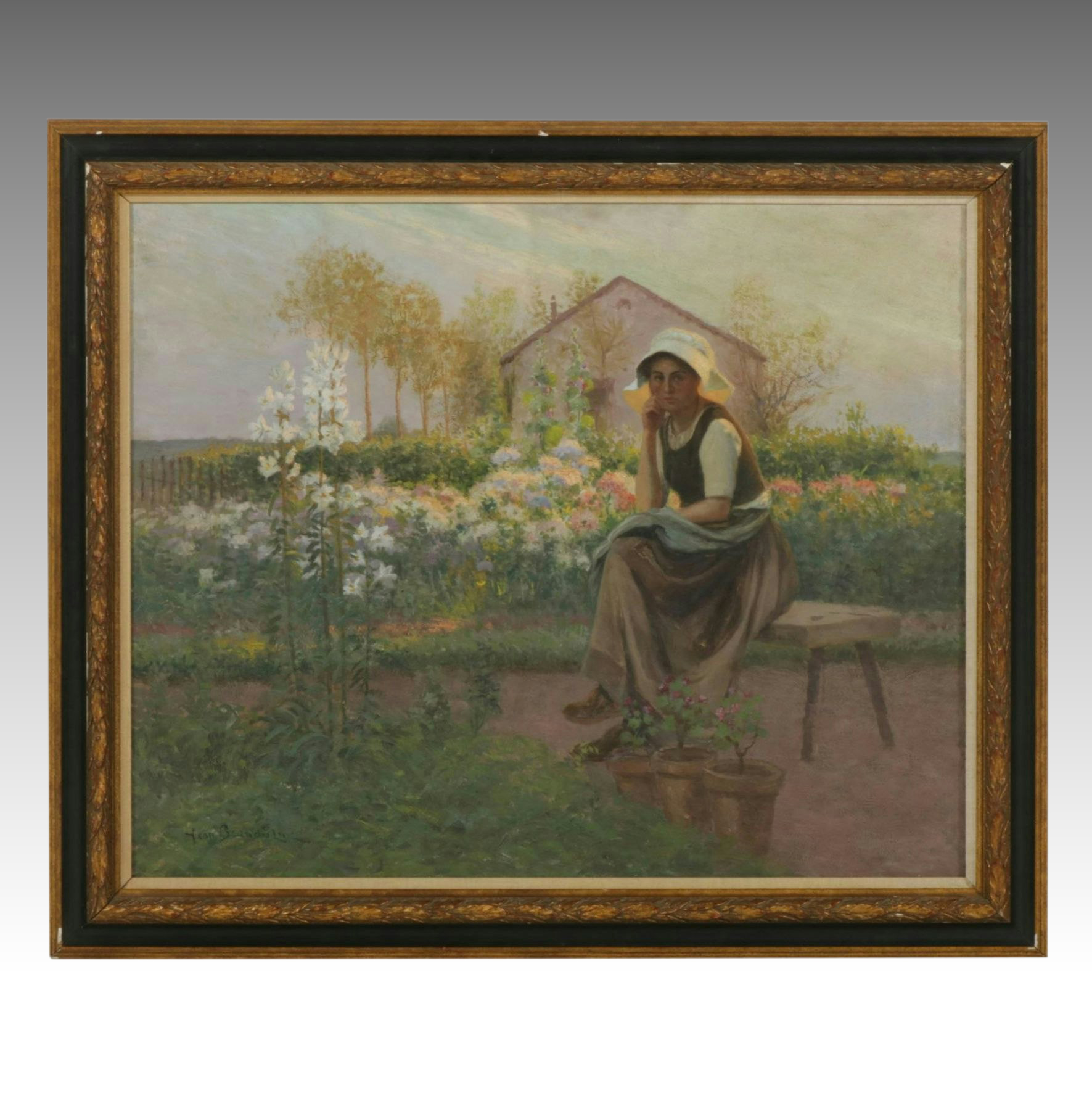 Jean Beauduin Portrait Oil Painting "Woman Seated in Garden"