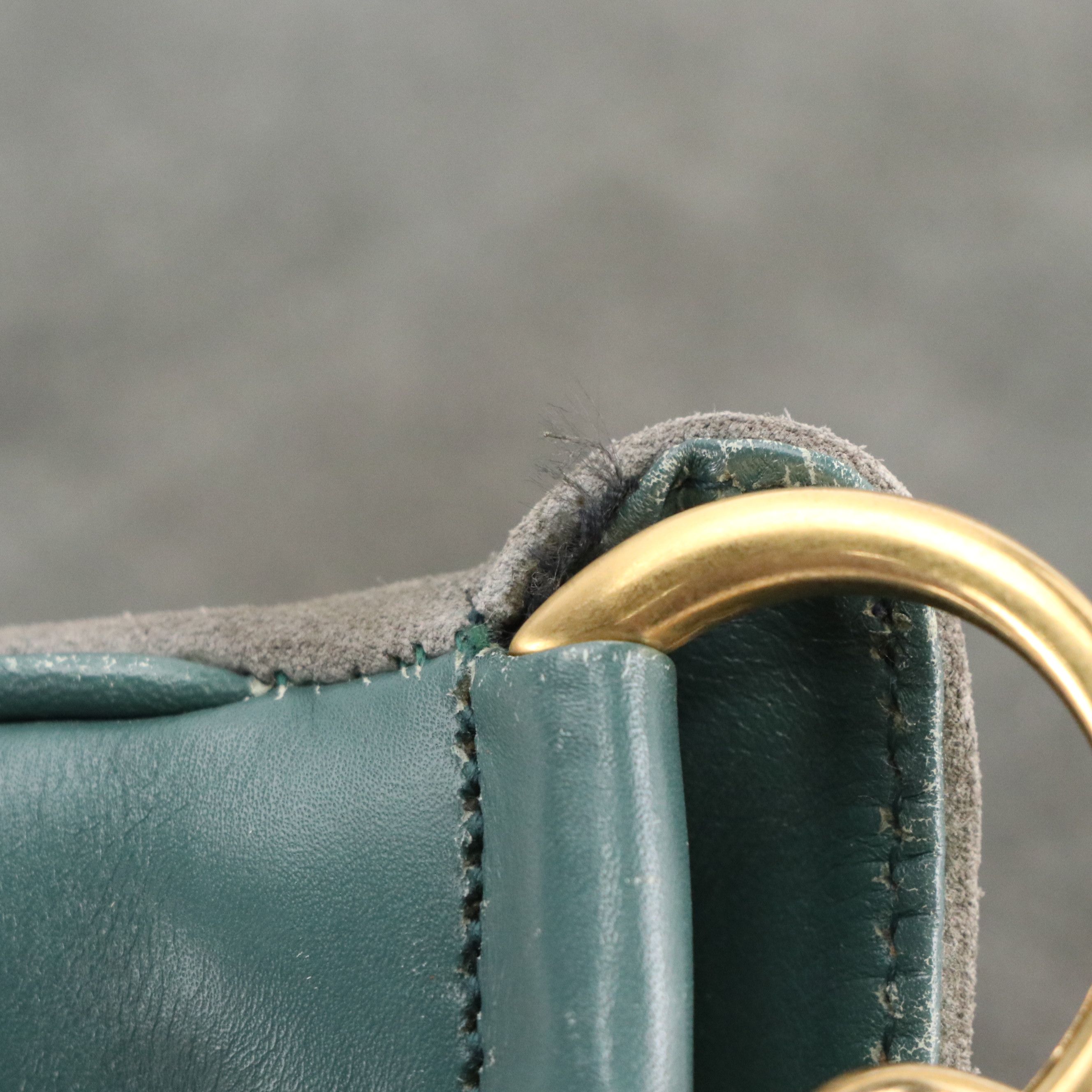 Gucci Bamboo Handle Tote Bag in Teal Blue Suede and Leather