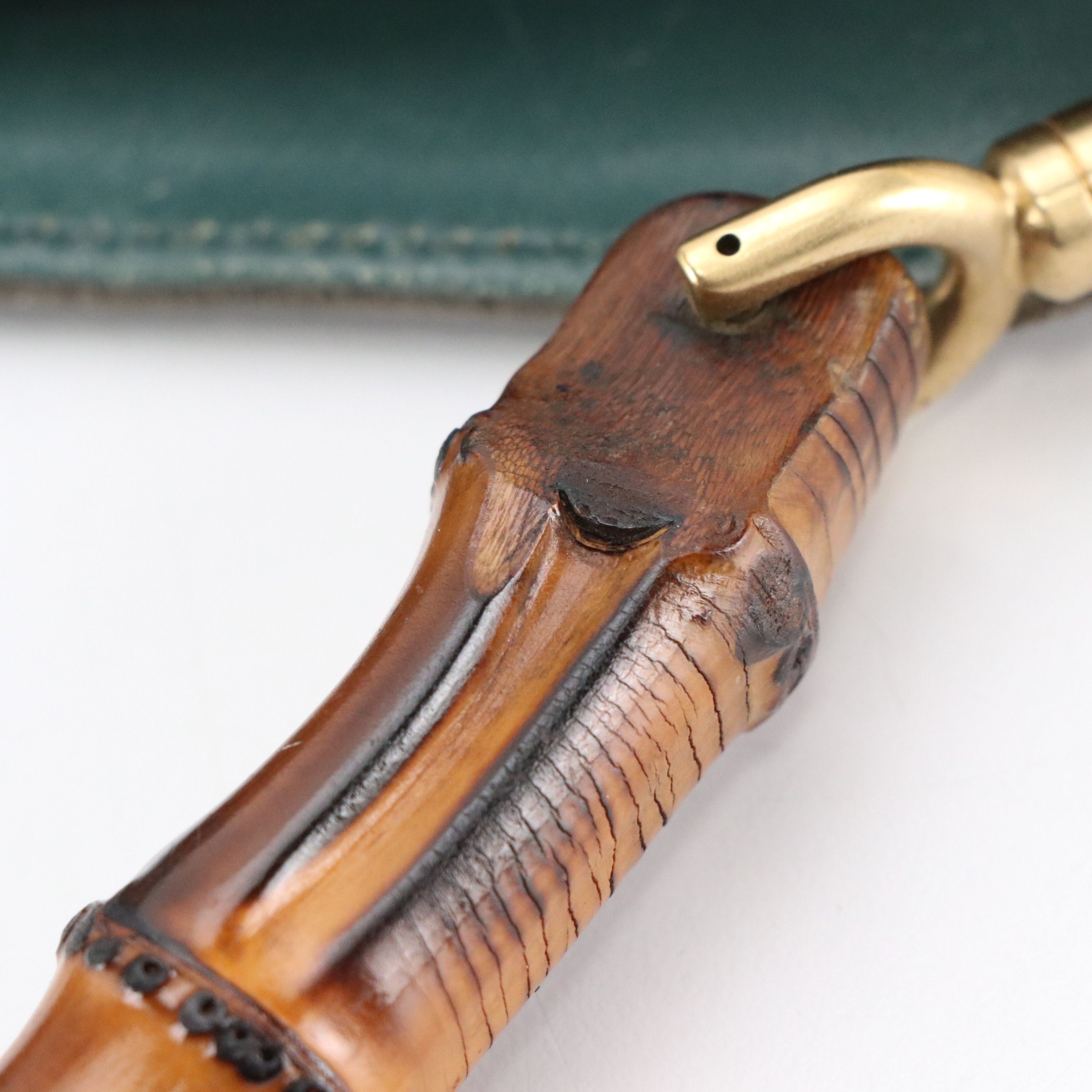 Gucci Bamboo Handle Tote Bag in Teal Blue Suede and Leather