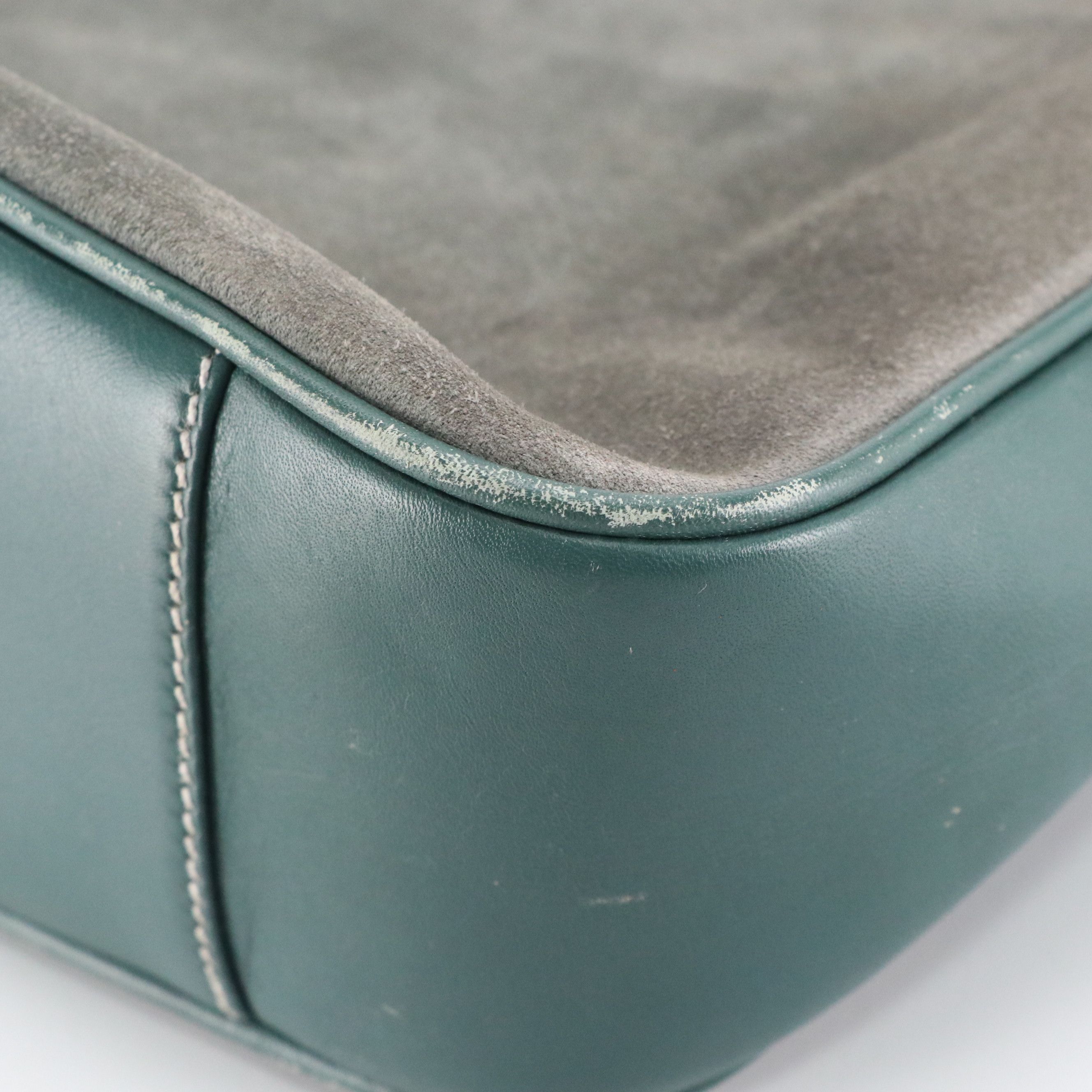 Gucci Bamboo Handle Tote Bag in Teal Blue Suede and Leather