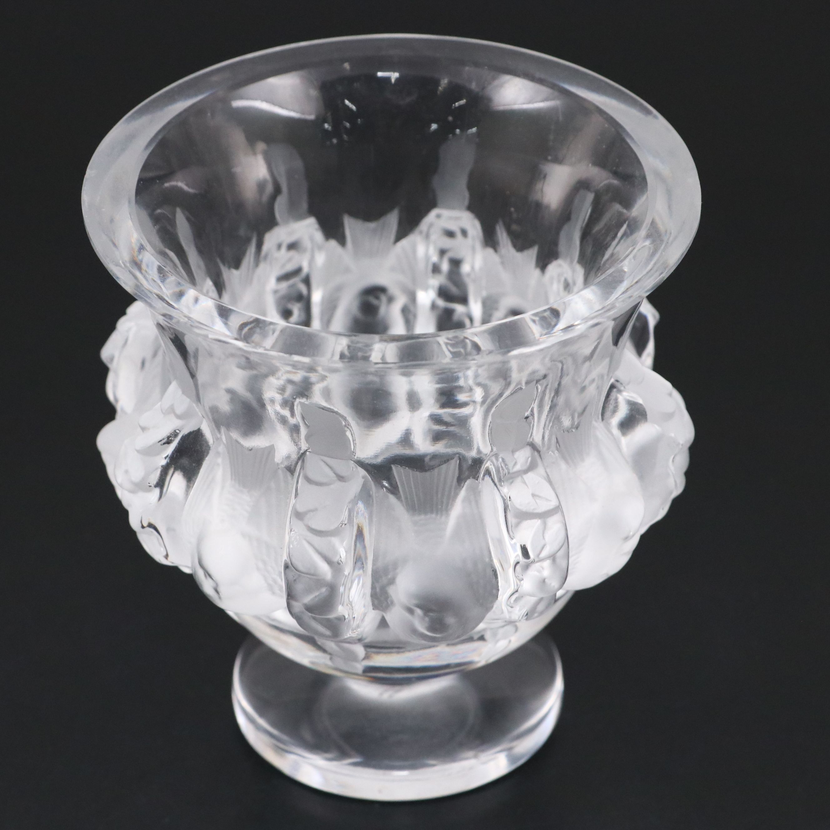 Lalique "Dampierre" Frosted and Clear Crystal Vase, 1945–1977