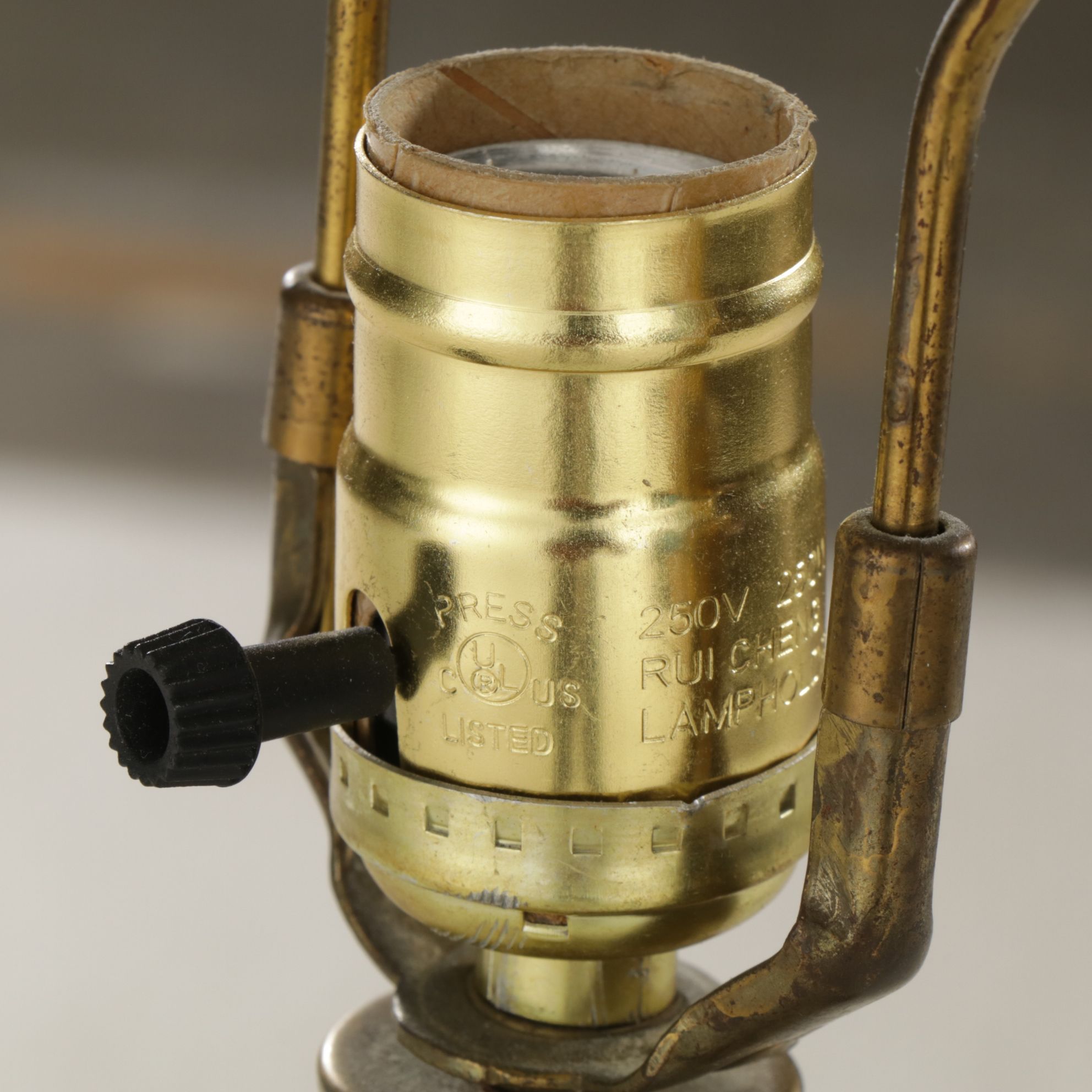 Brass Candlestick Floor Lamp with Integrated Glass Table Top