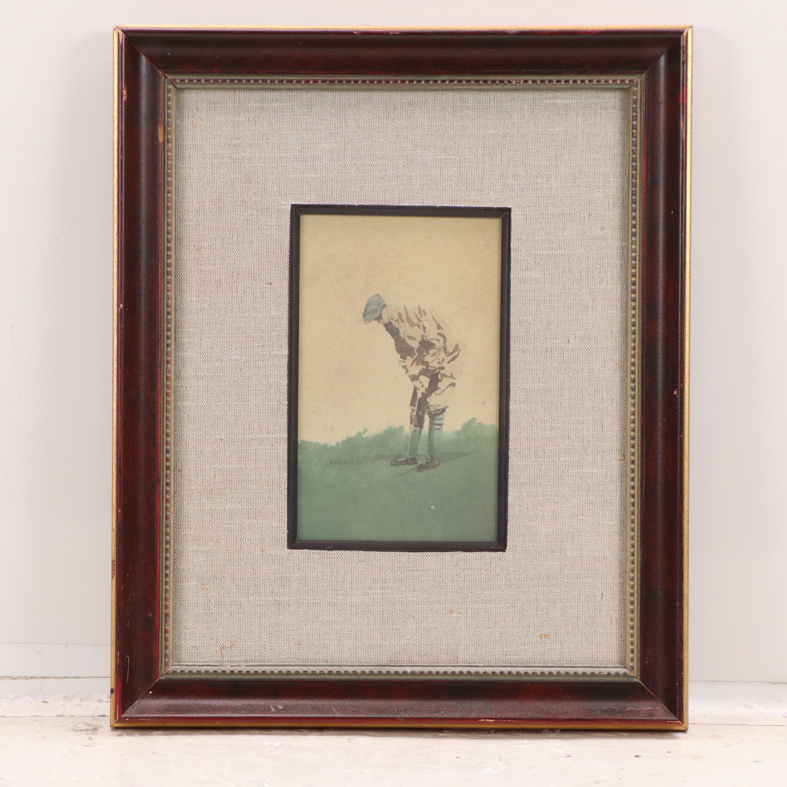Golf-Themed Artwork Including Vintage Cigarette Cards