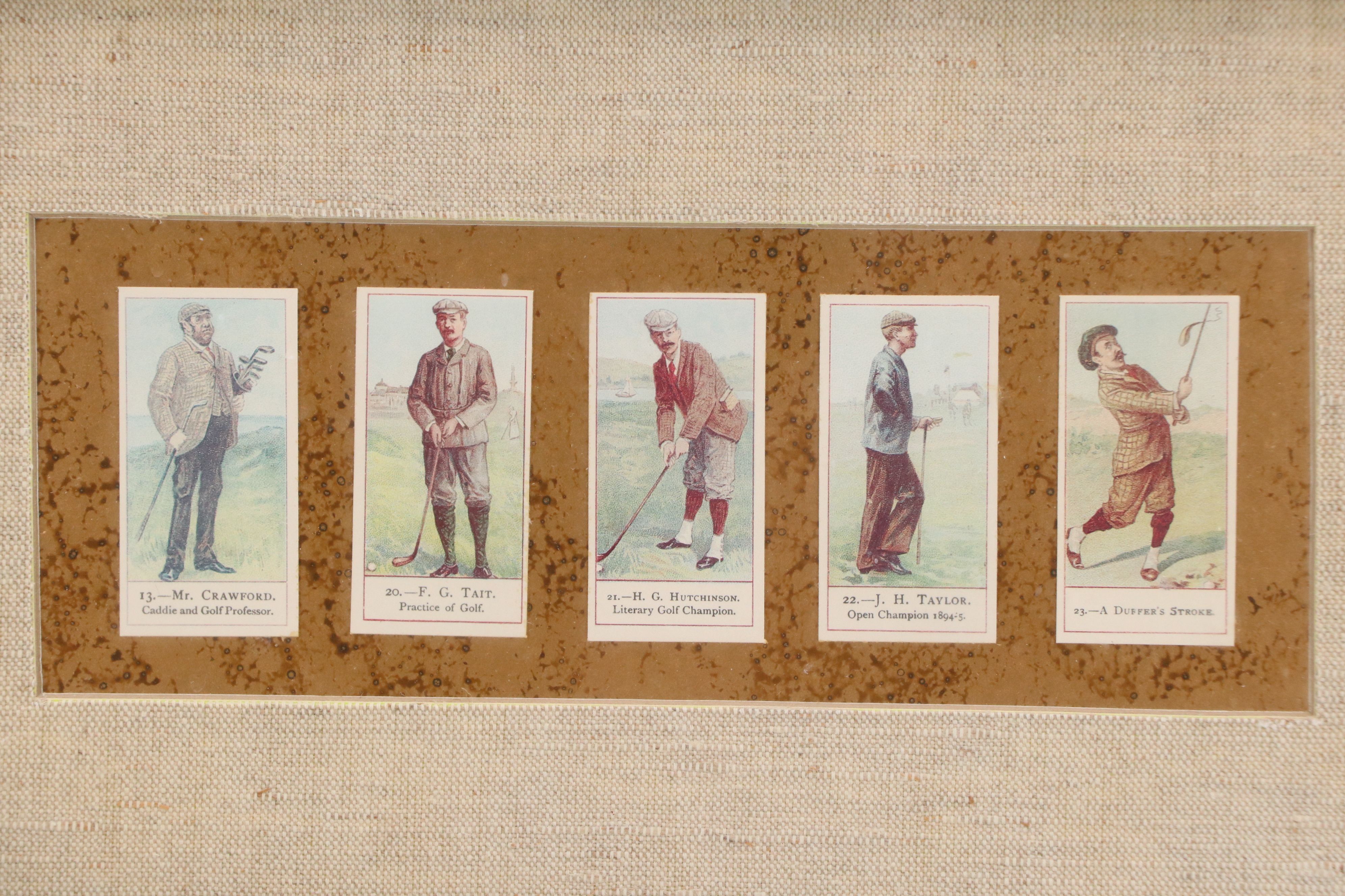 Golf-Themed Artwork Including Vintage Cigarette Cards