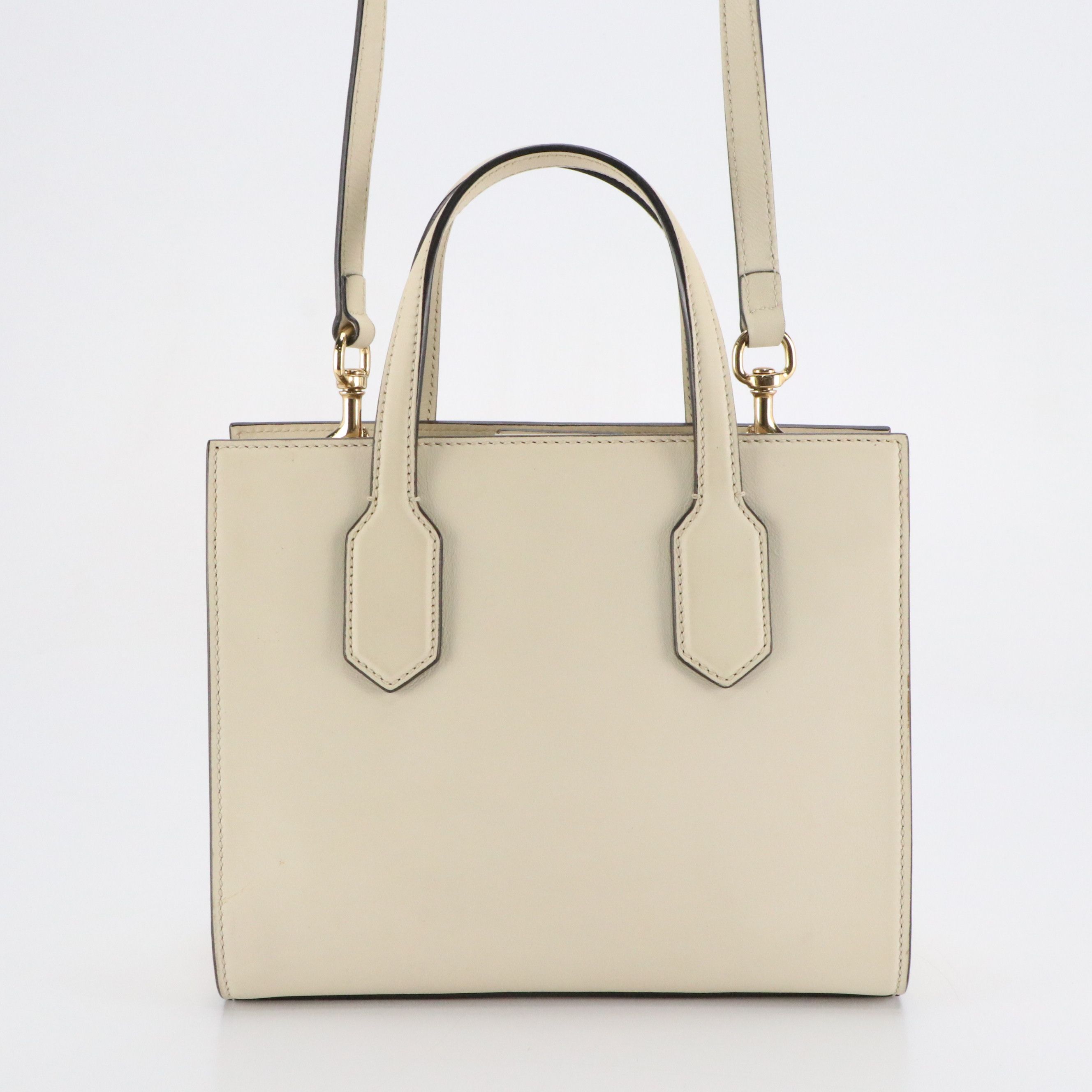 Gucci Ribbon Bow Small Two-Way Tote in White Leather