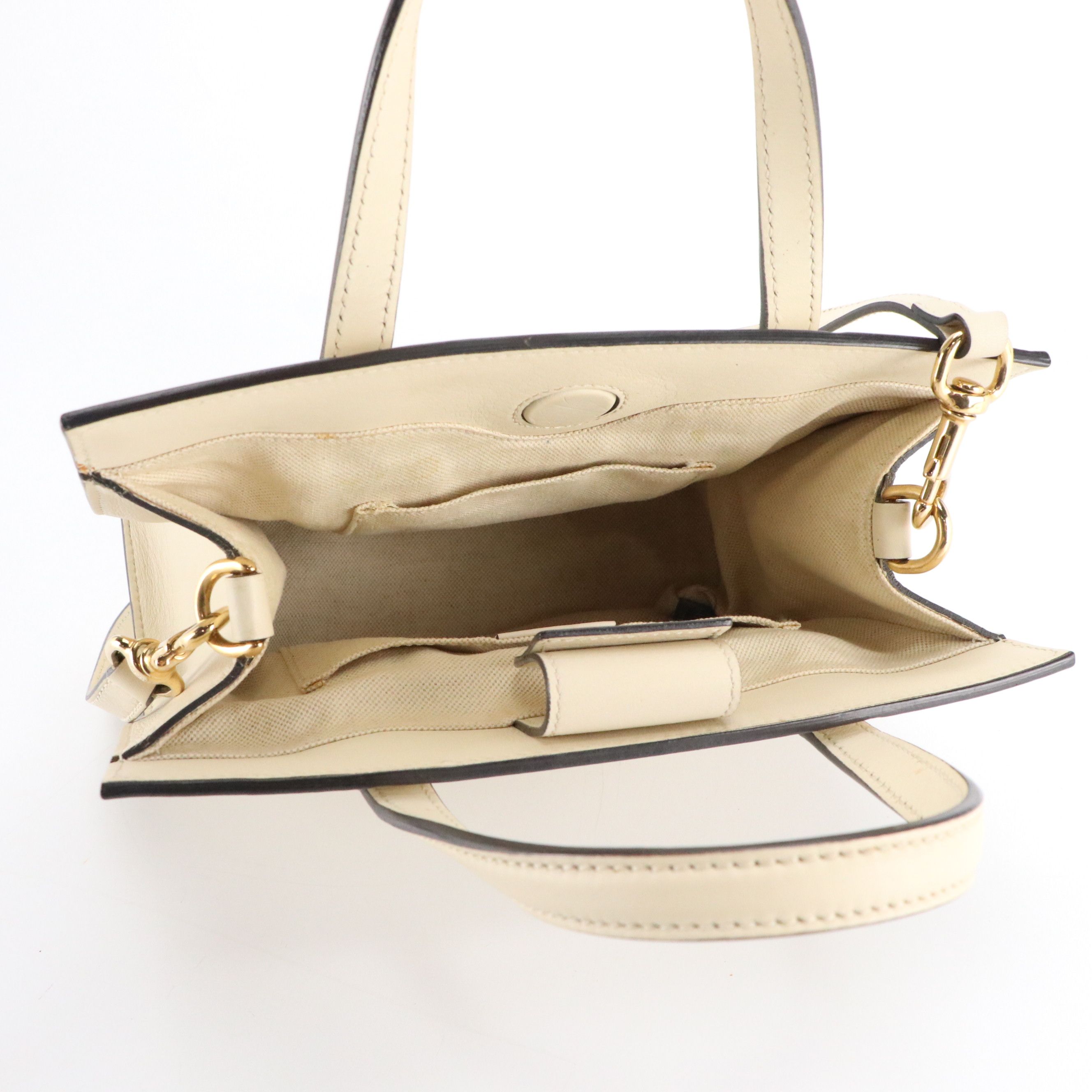 Gucci Ribbon Bow Small Two-Way Tote in White Leather