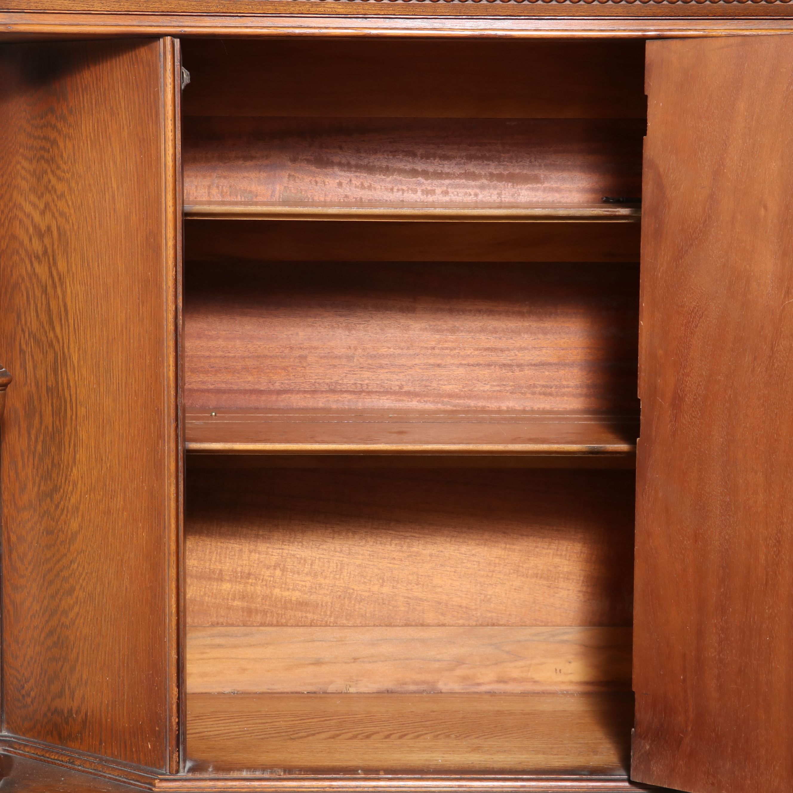 Jacobean Revival Style Oak China Cabinet, Early 20th Century