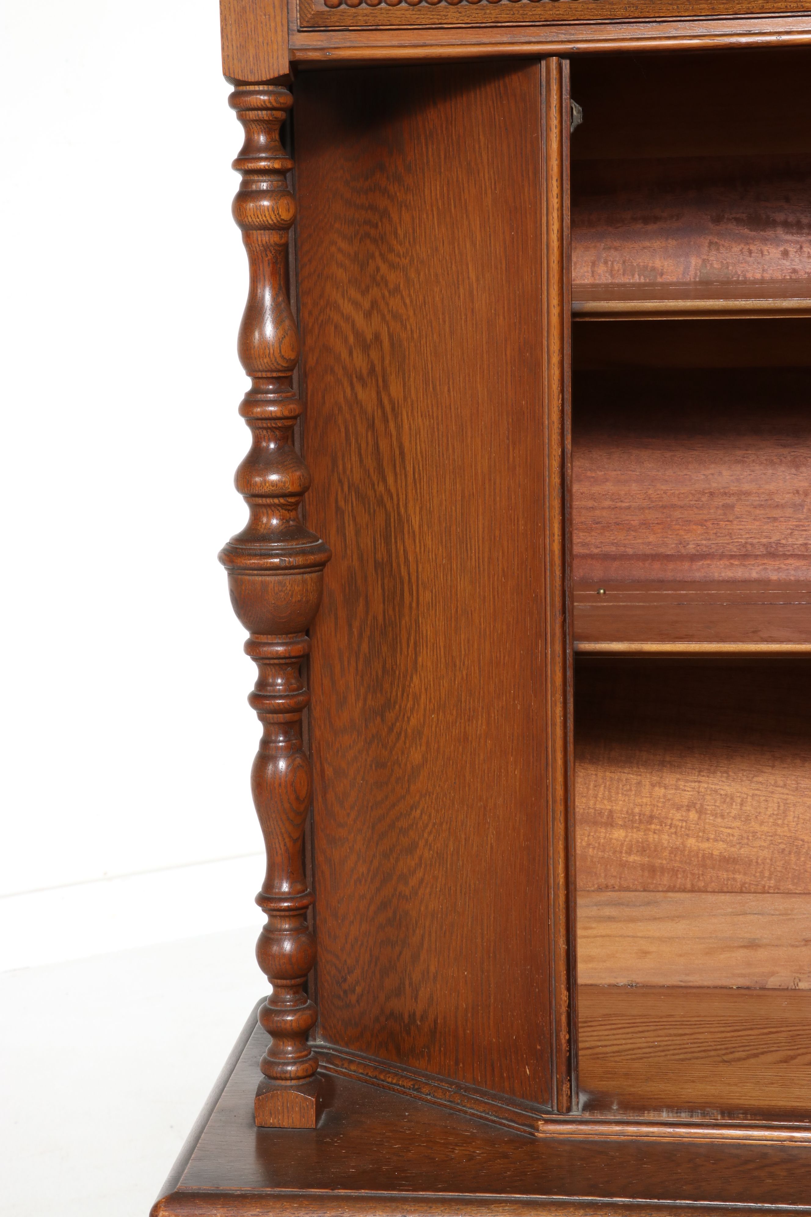 Jacobean Revival Style Oak China Cabinet, Early 20th Century