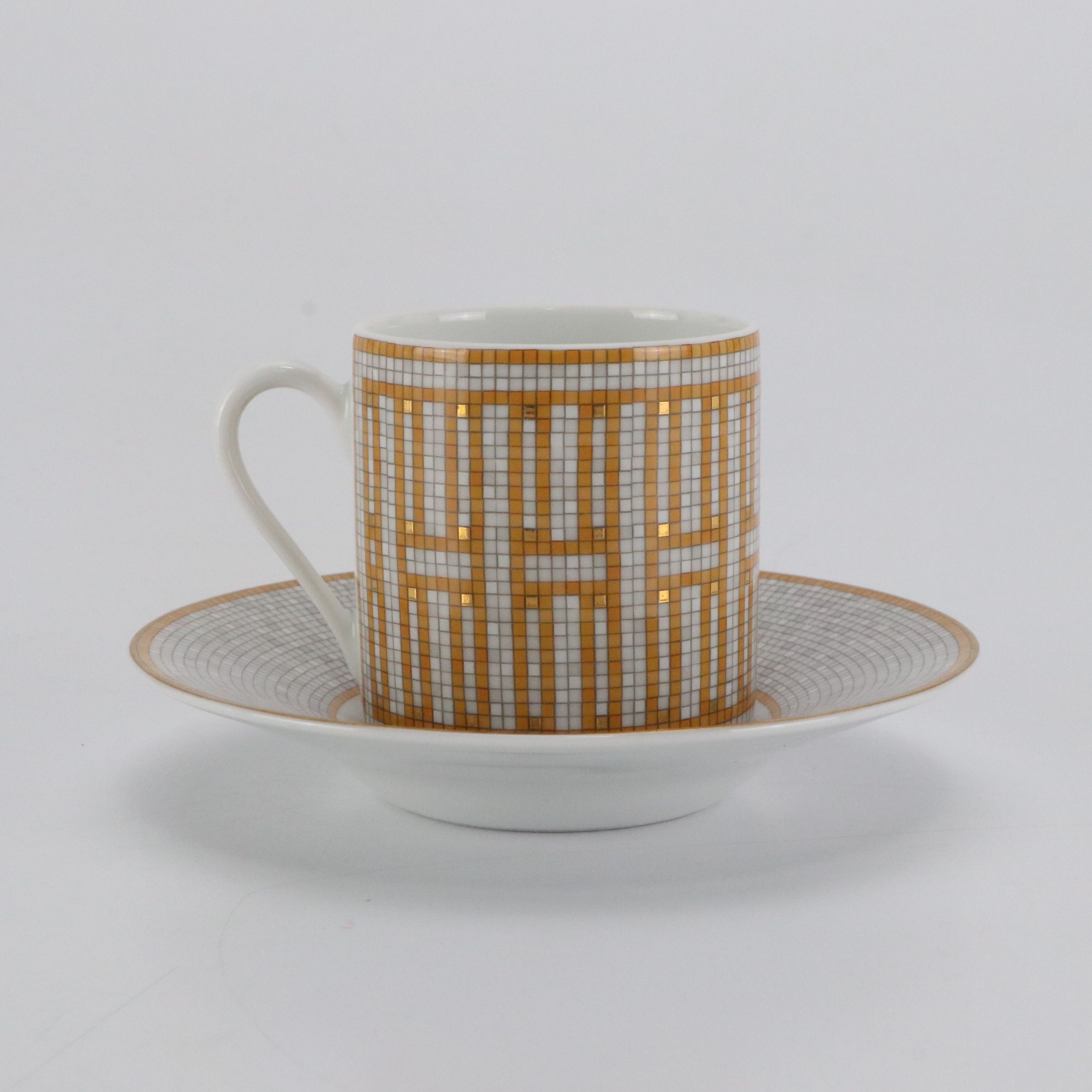 Hermès Mosaique Au 24 Gold Tea Cup and Saucer