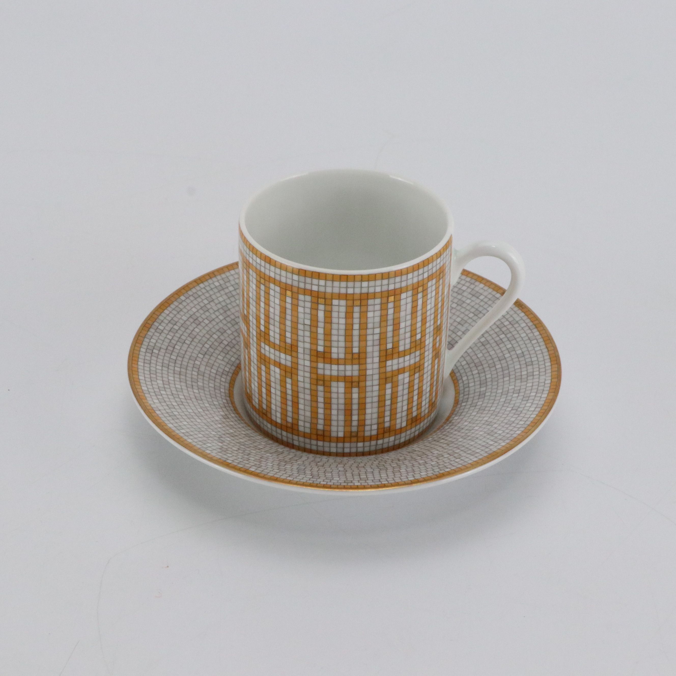 Hermès Mosaique Au 24 Gold Tea Cup and Saucer
