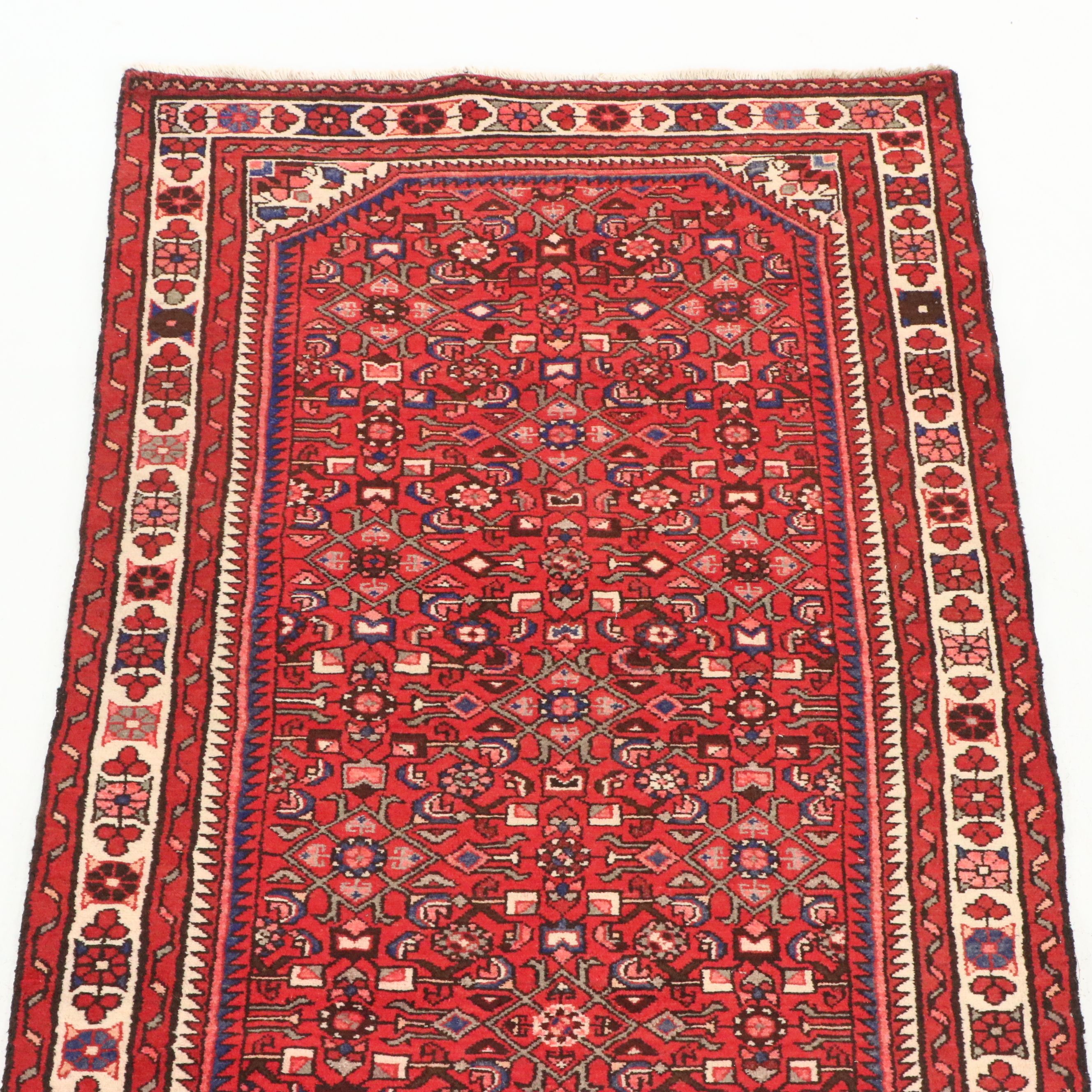 3'8 x 11' Hand-Knotted Persian Hamadan Long Rug