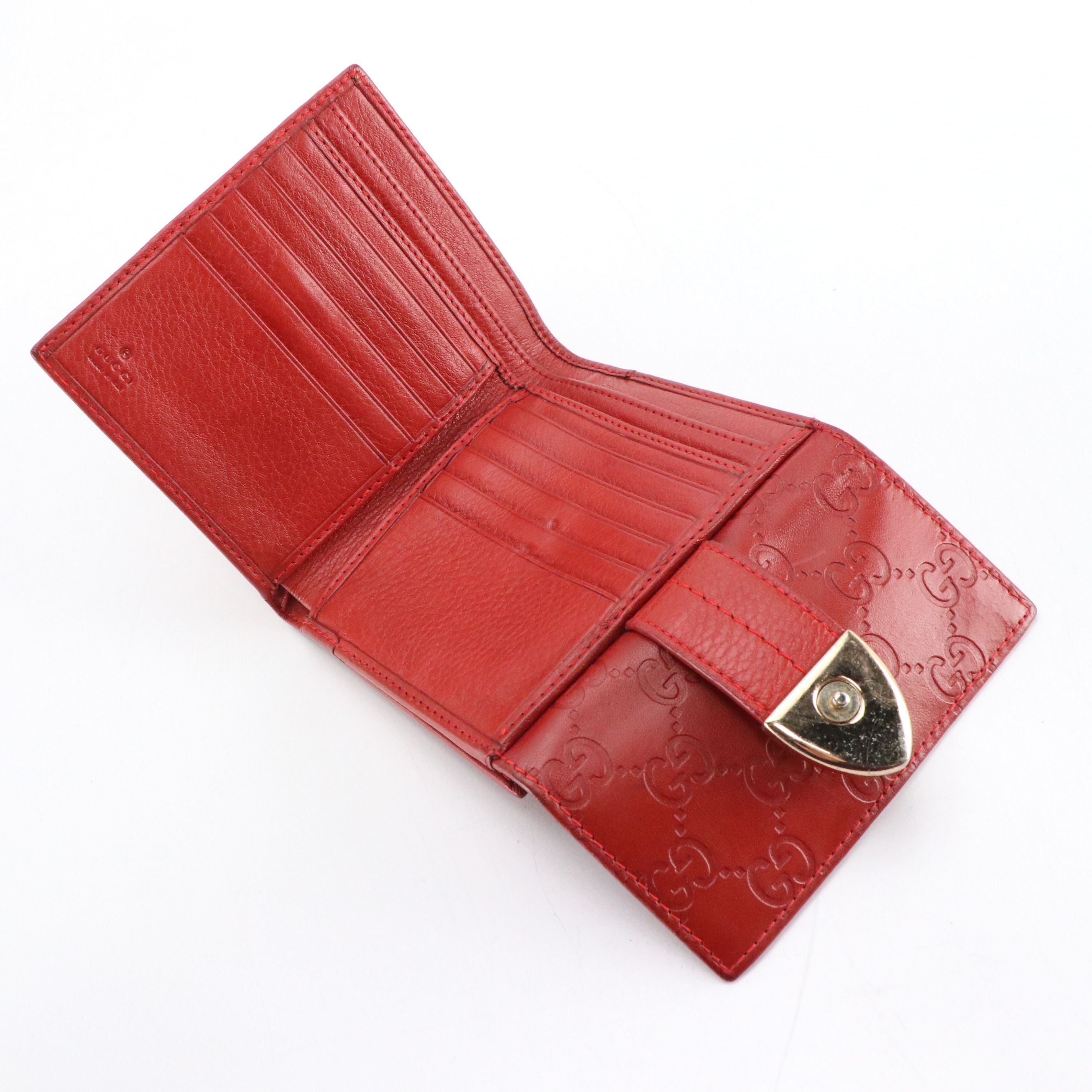 Gucci Compact Wallets in Red Guccissima Leather and GG Canvas