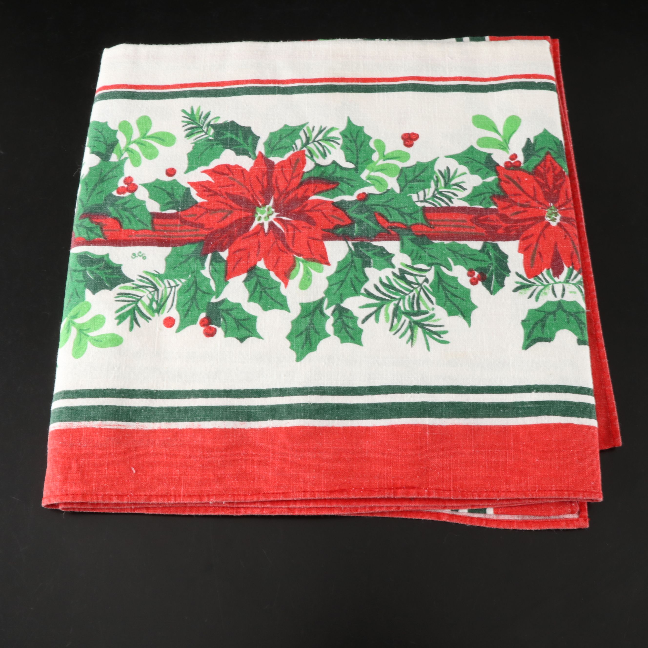 Father Christmas Ruffle Trim Placements with Poinsettia Tablecloth and More